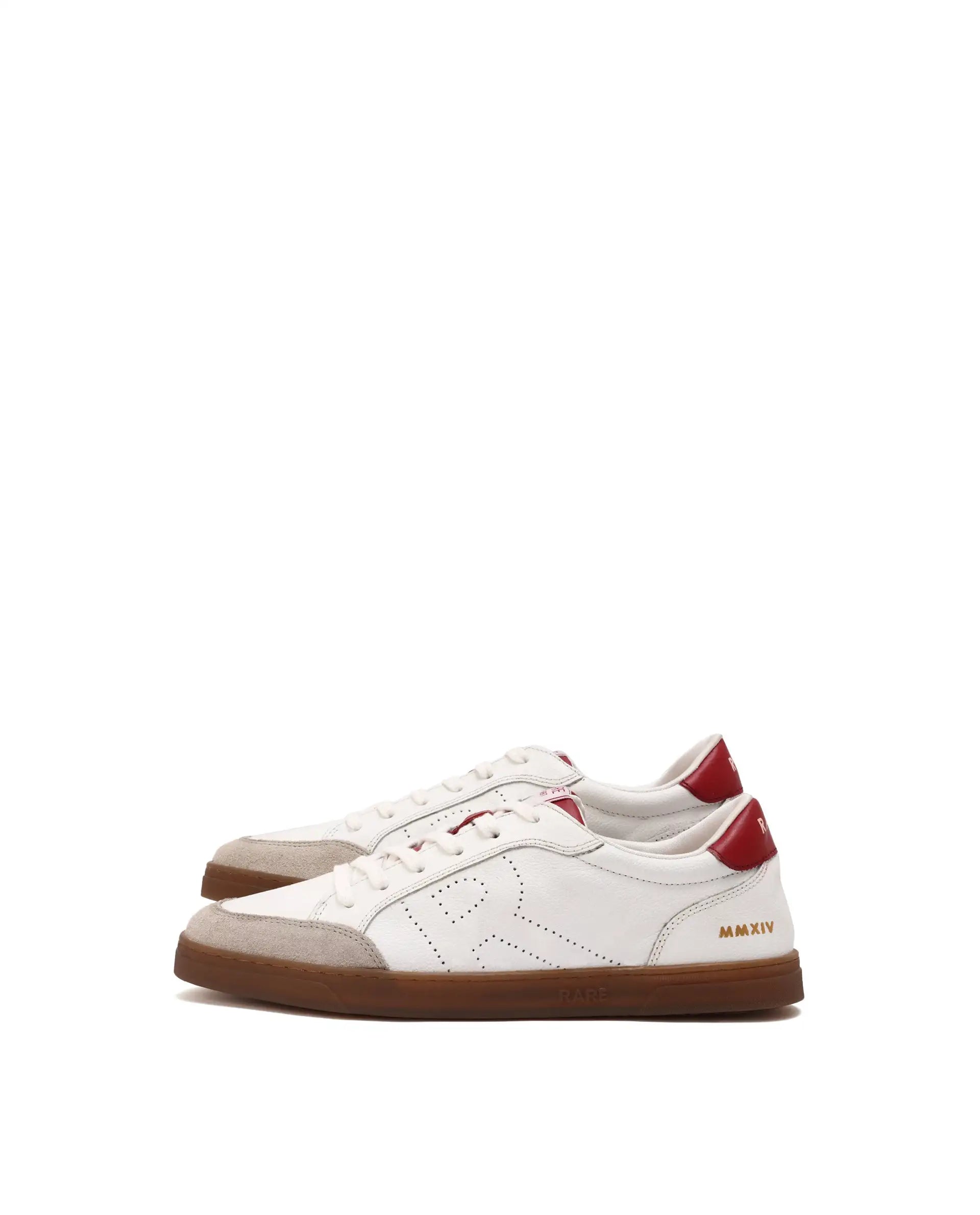 Rare Rabbit Mens Rocco Red Round Toe Low Top Perforated Lace-Up Sneaker Shoes