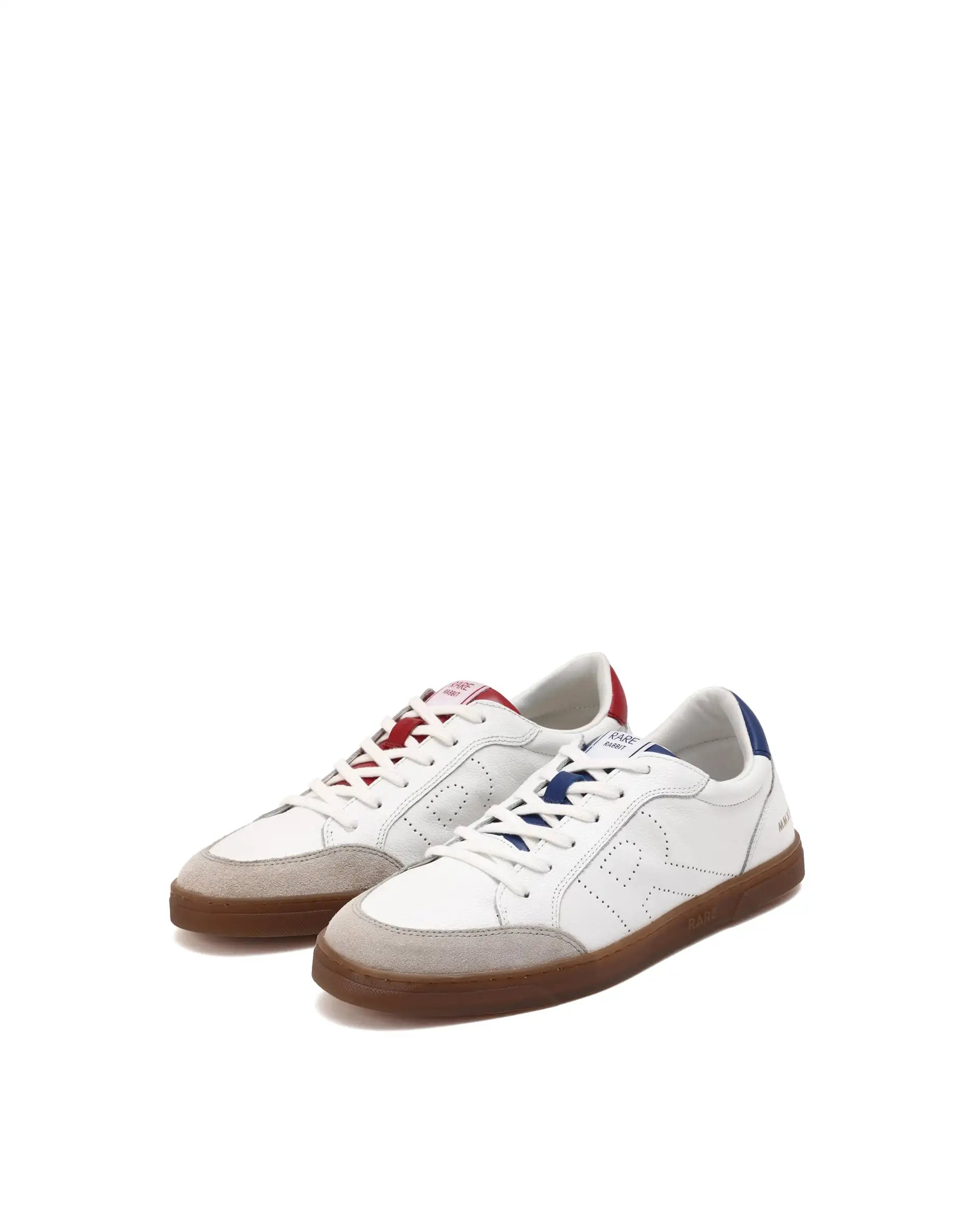 Rare Rabbit Mens Rocco White Round Toe Low Top Perforated Lace-Up Sneaker Shoes