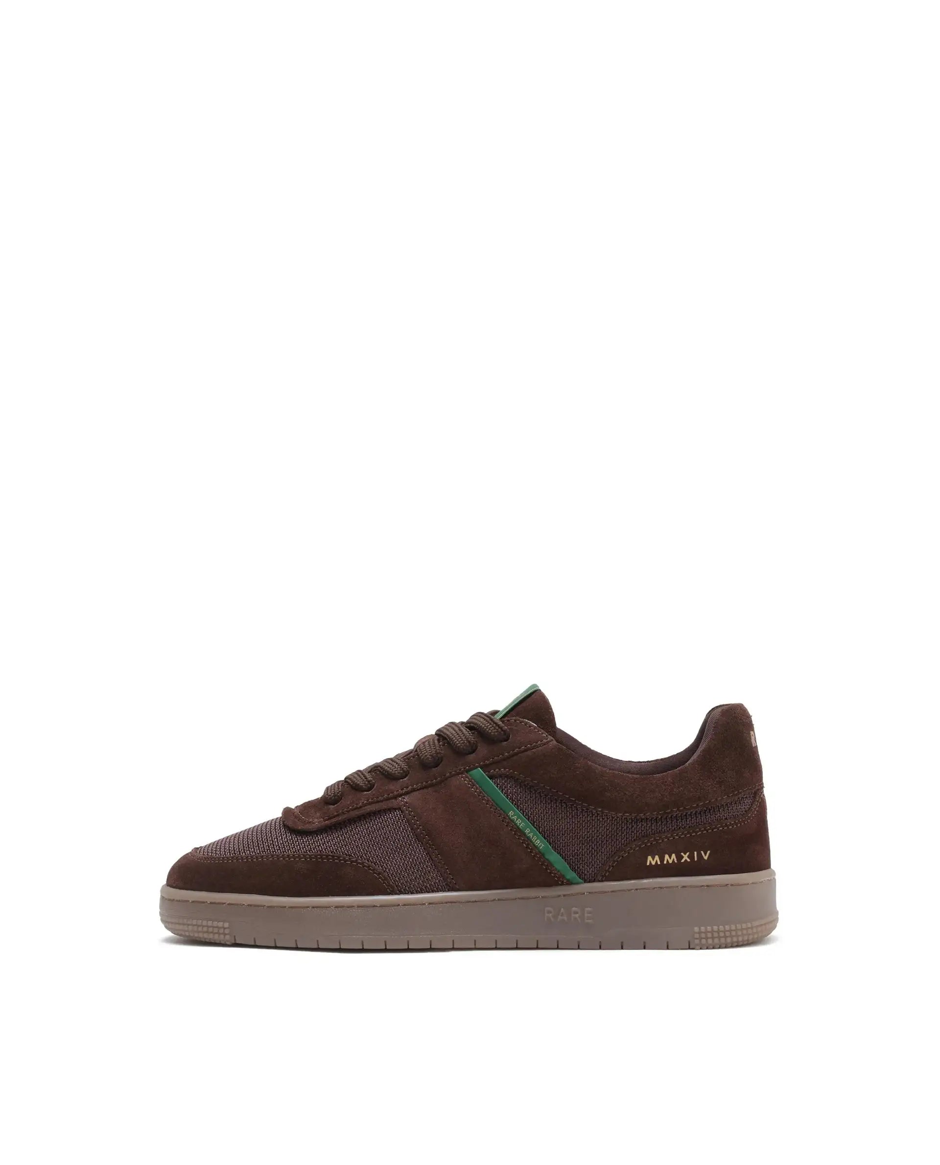 Rare Rabbit Men's Rubio Dark Brown Premium Suede, Leather And Mesh Upper Round Toe Low-Top Lace-Up Sneaker Shoes