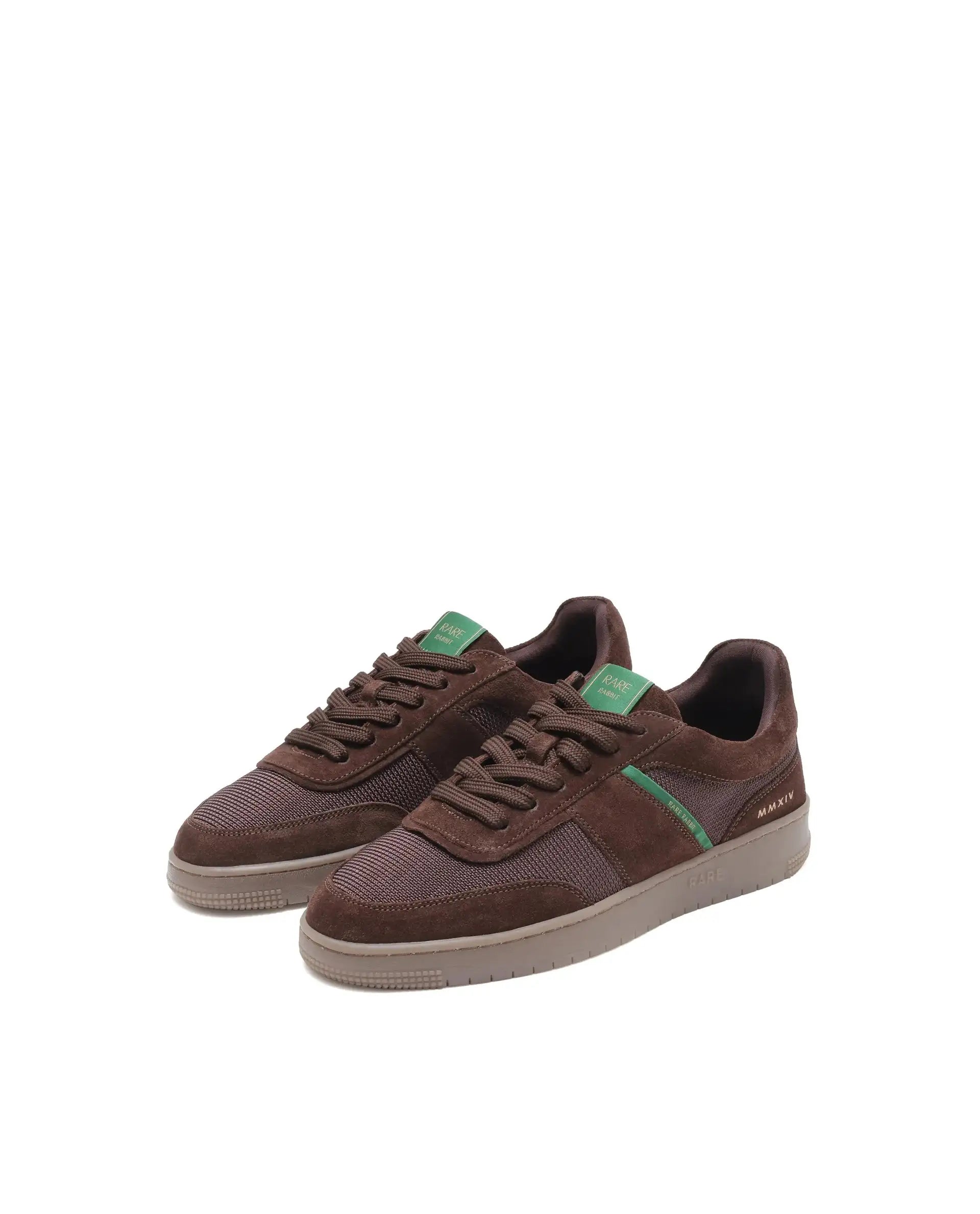 Rare Rabbit Men's Rubio Dark Brown Premium Suede, Leather And Mesh Upper Round Toe Low-Top Lace-Up Sneaker Shoes