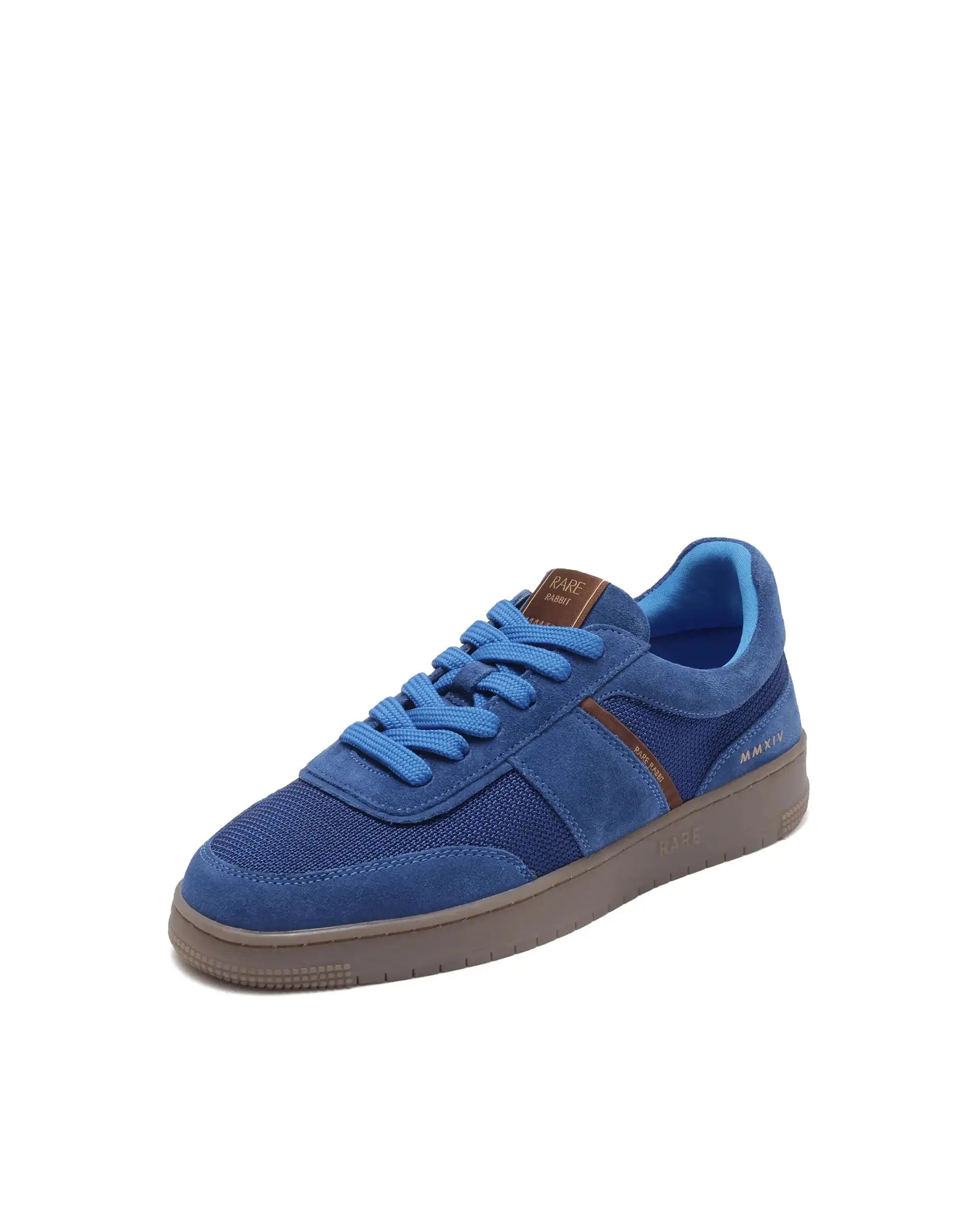 Rare Rabbit Men's Rubio Dark Navy Premium Suede And Mesh Upper Round Toe Low-Top Lace-Up Sneaker Shoes