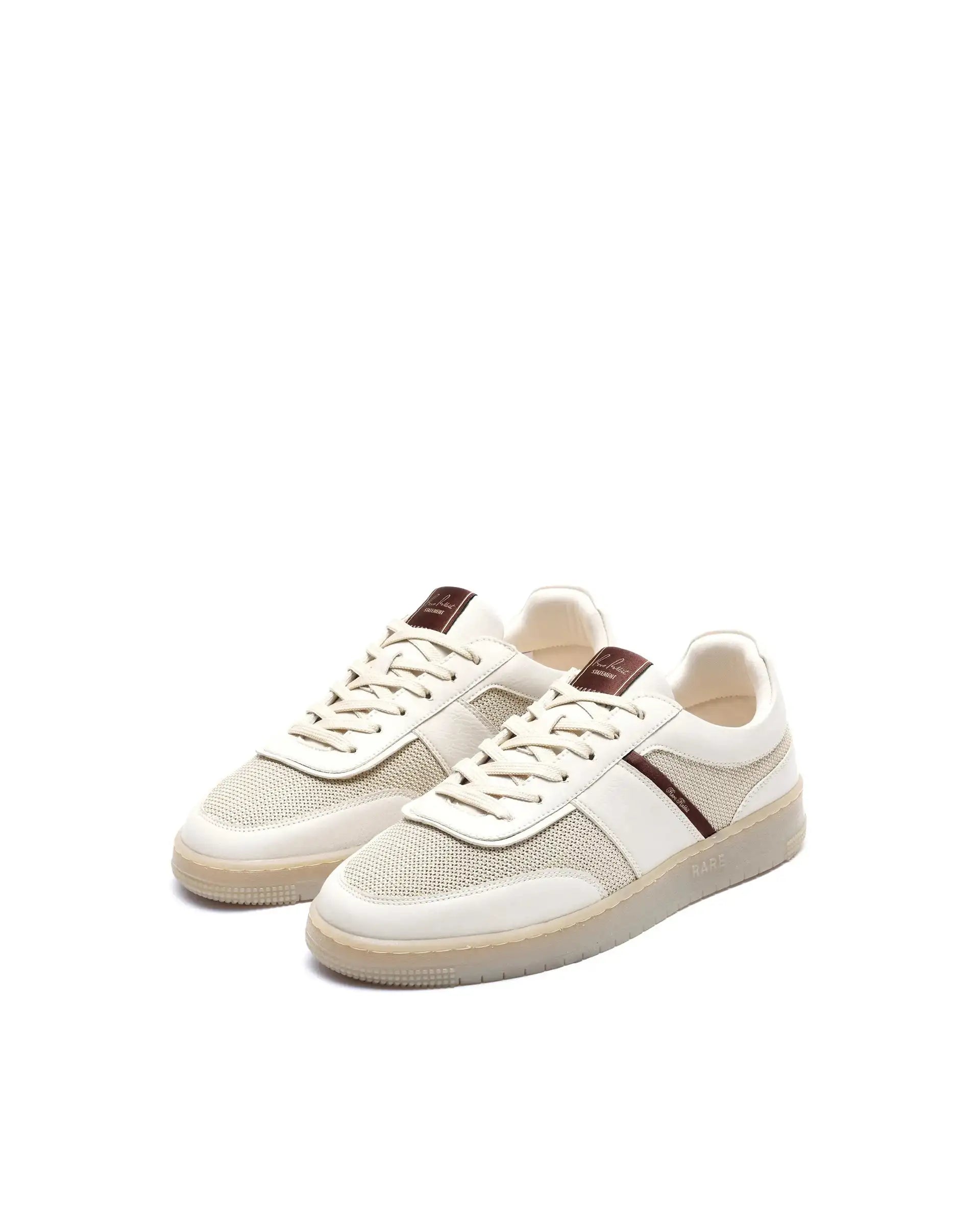 Rare Rabbit Men's Rubo Beige Micro Leather Sneaker