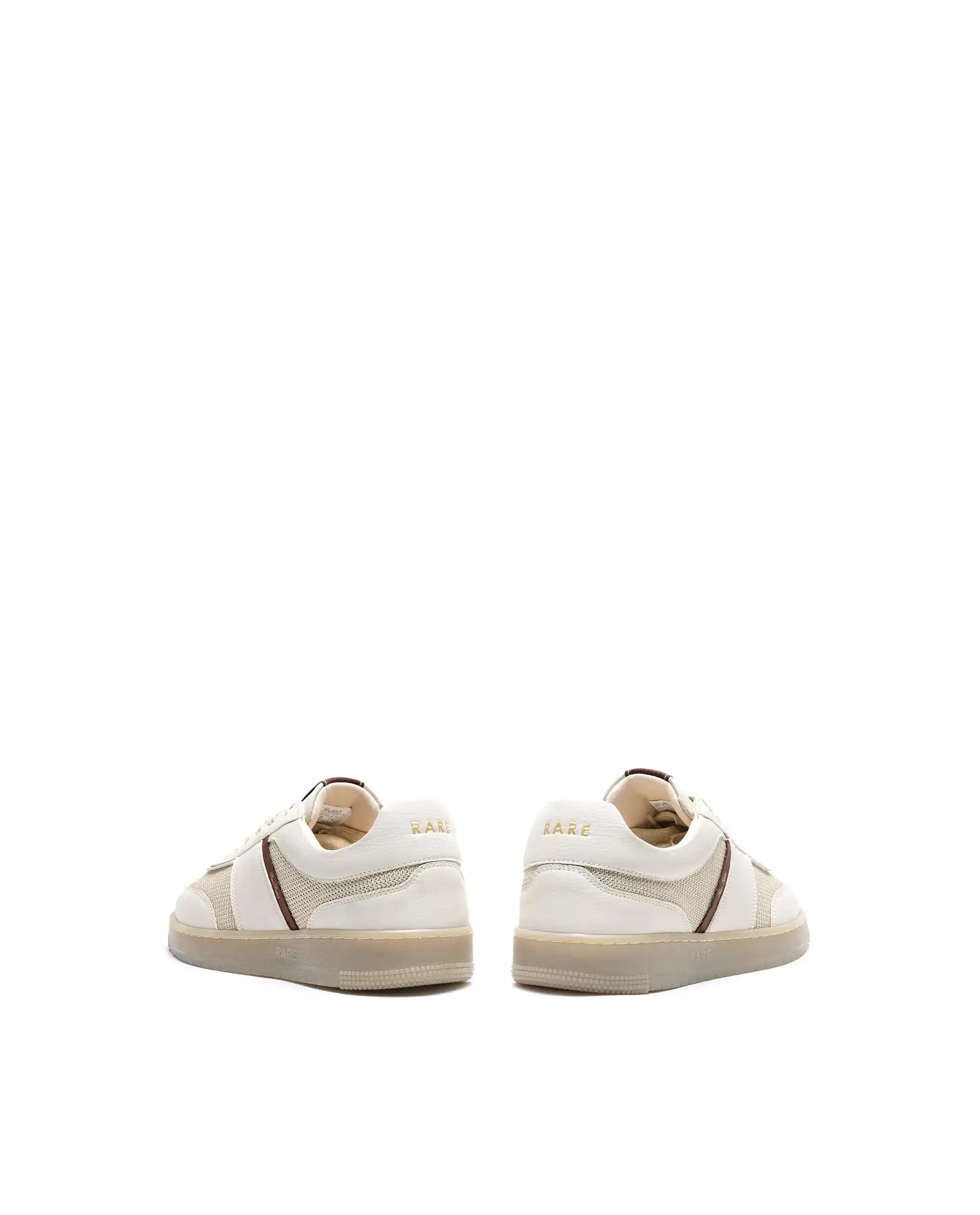 Rare Rabbit Men's Rubo Beige Micro Leather Sneaker