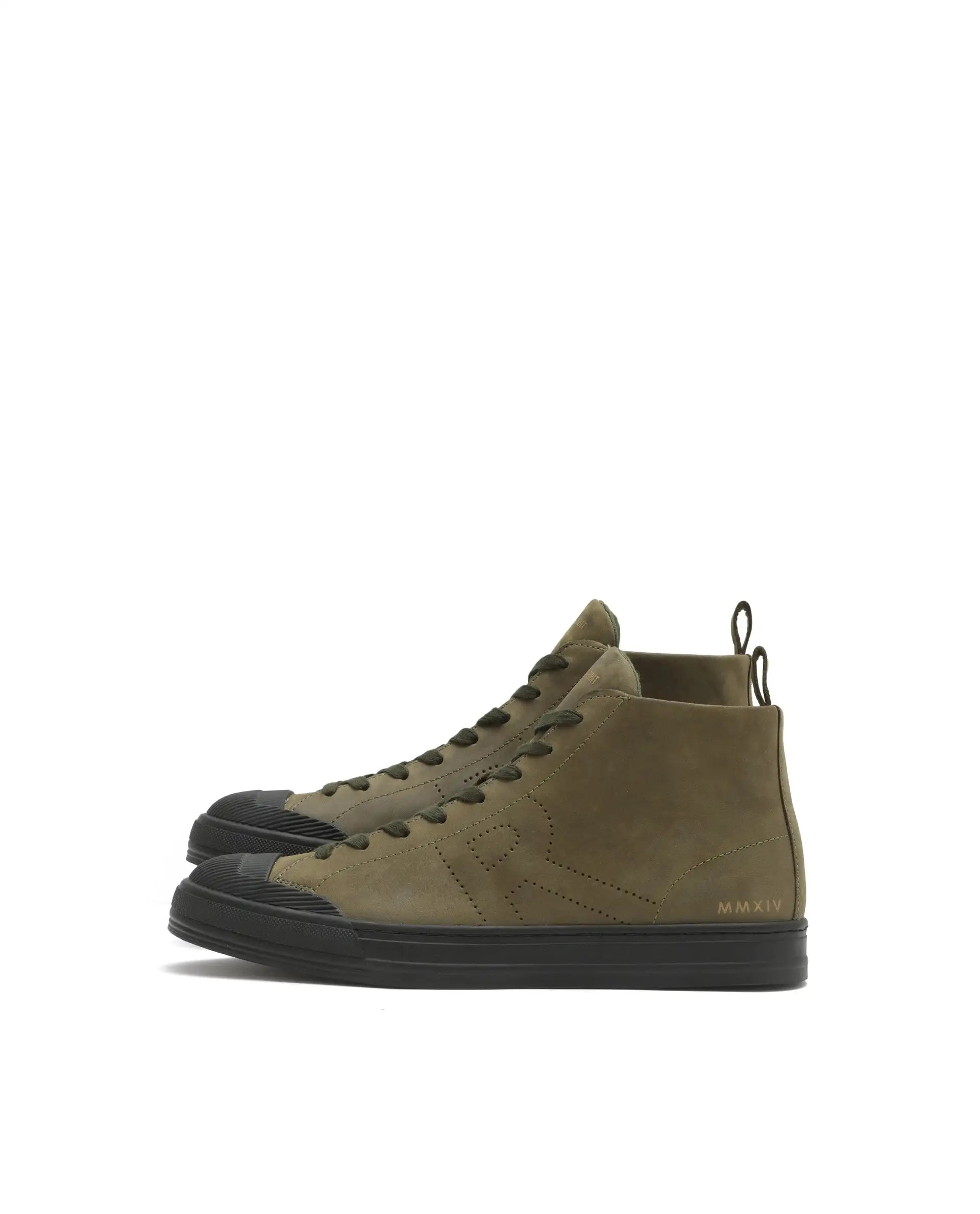 Rare Rabbit Men's Sauroil Hi Pro Military Green High-Top Lace Up Premium Oil Pull-Up Leather Sneaker