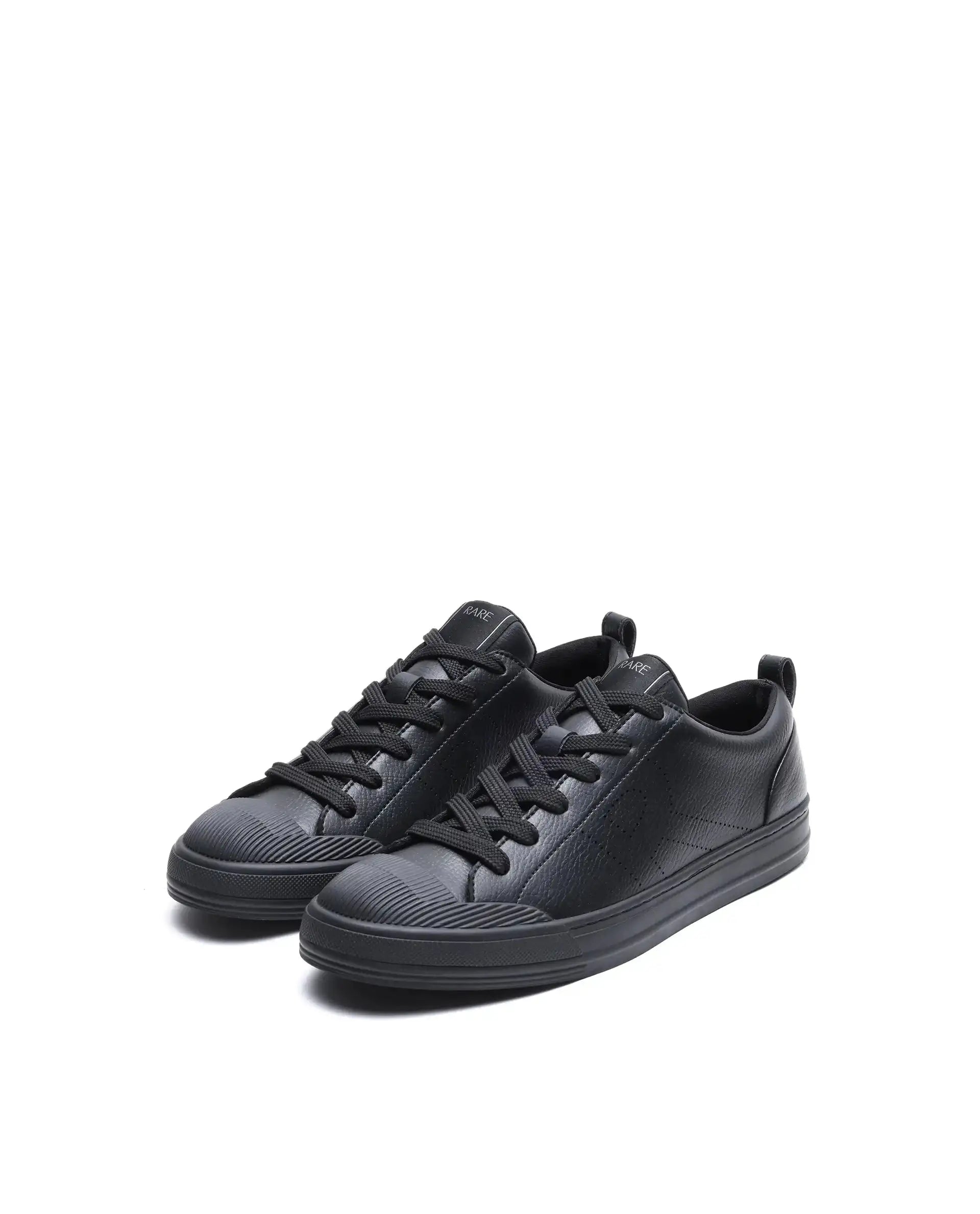 Rare Rabbit Men's Sauron 25 Black Micro Leather Sneaker