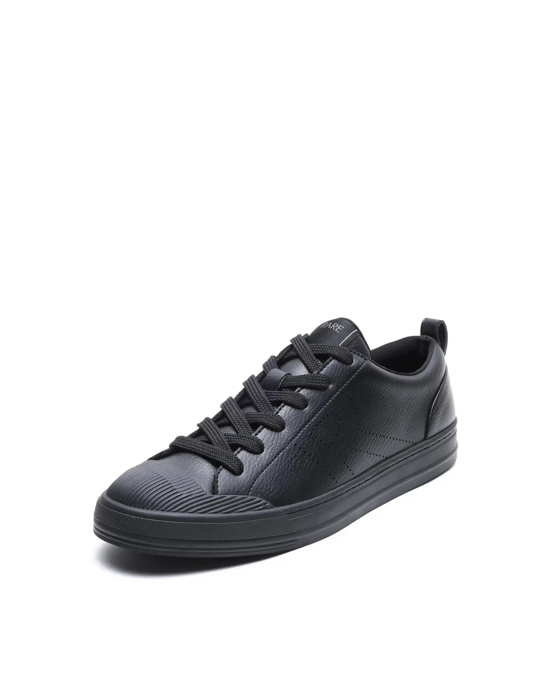 Rare Rabbit Men's Sauron 25 Black Micro Leather Sneaker
