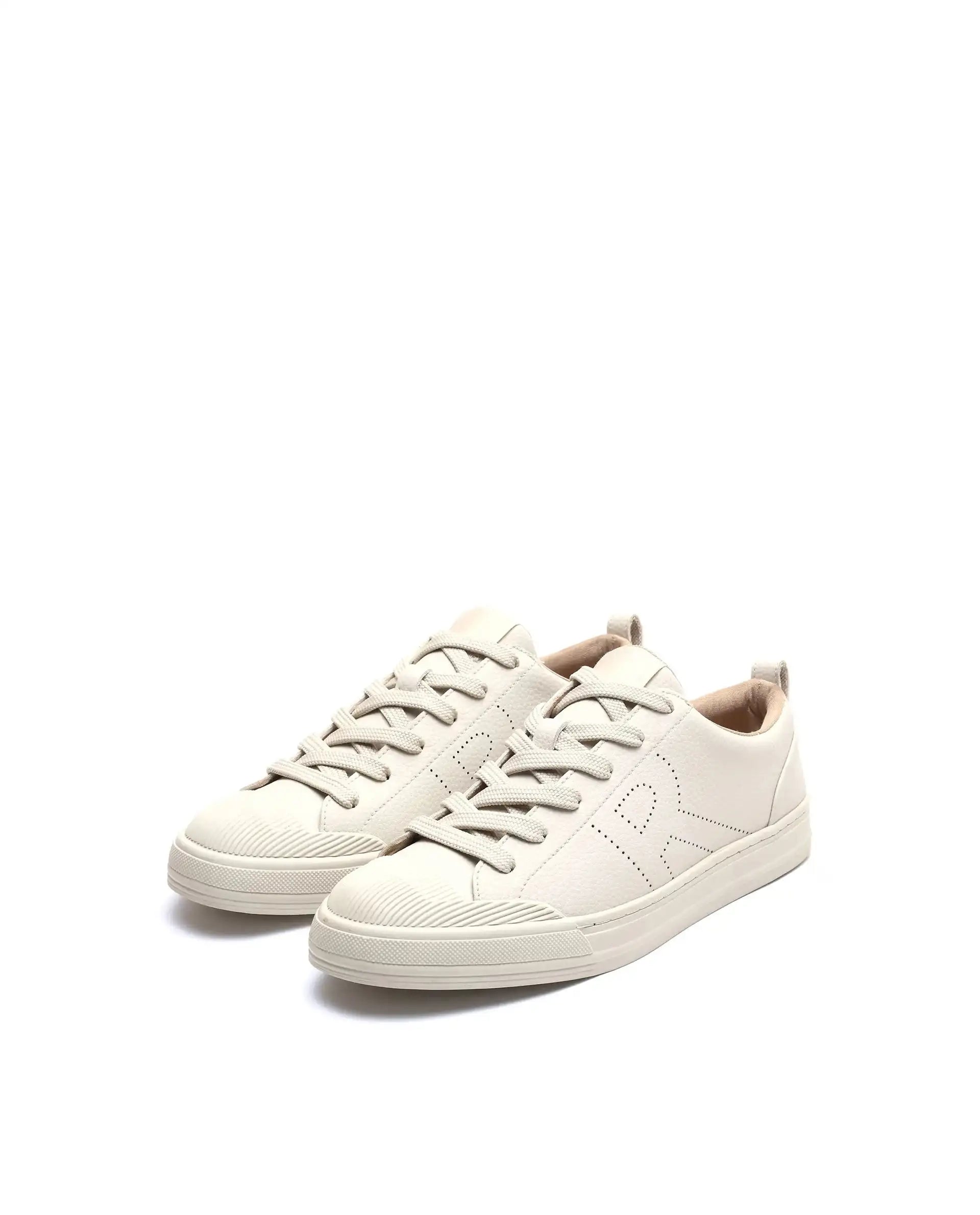 Rare Rabbit Men's Sauron 25 Light Beige Micro Leather Sneaker