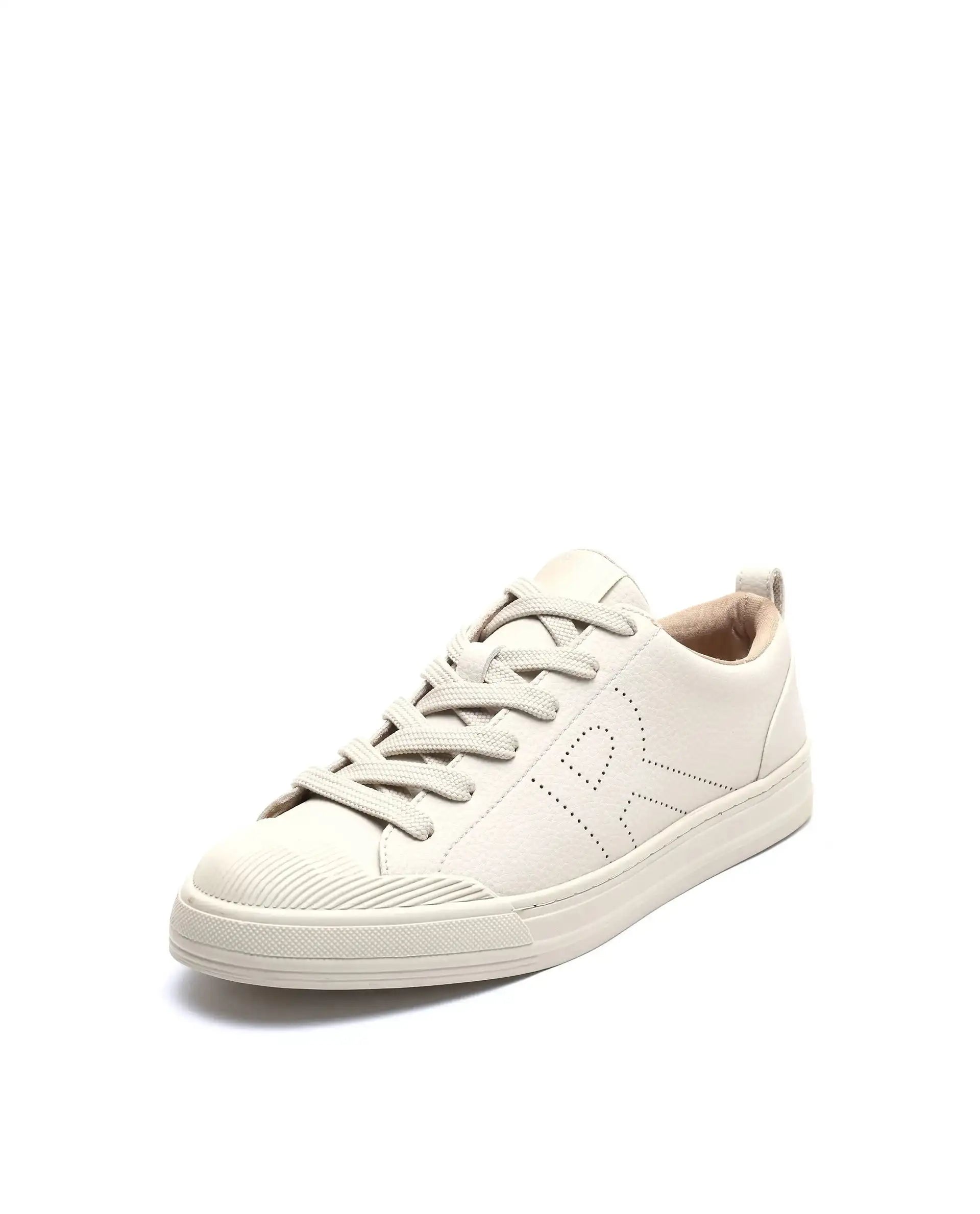 Rare Rabbit Men's Sauron 25 Light Beige Micro Leather Sneaker