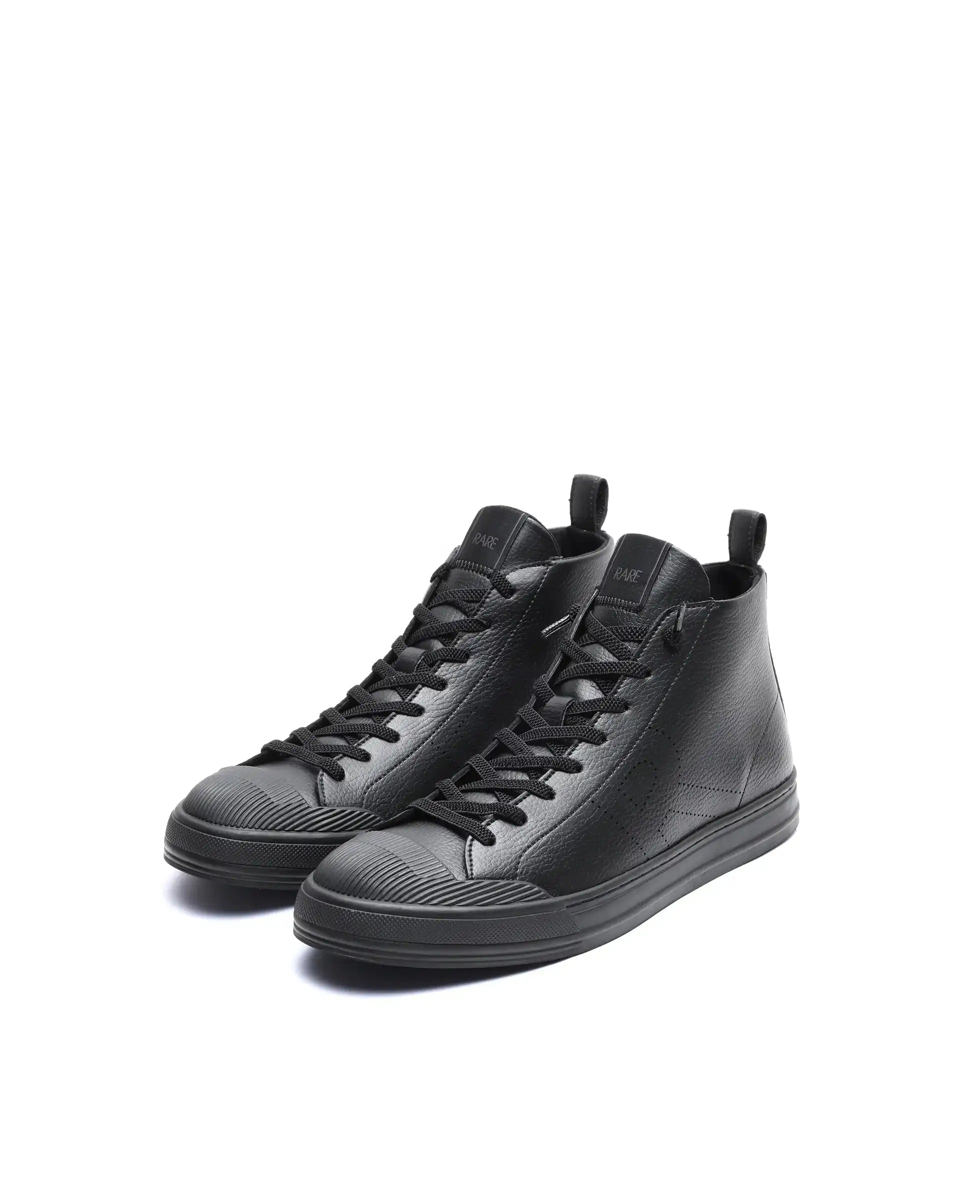 Rare Rabbit Men's Sauron Hi 25 Black Micro Leather Sneaker