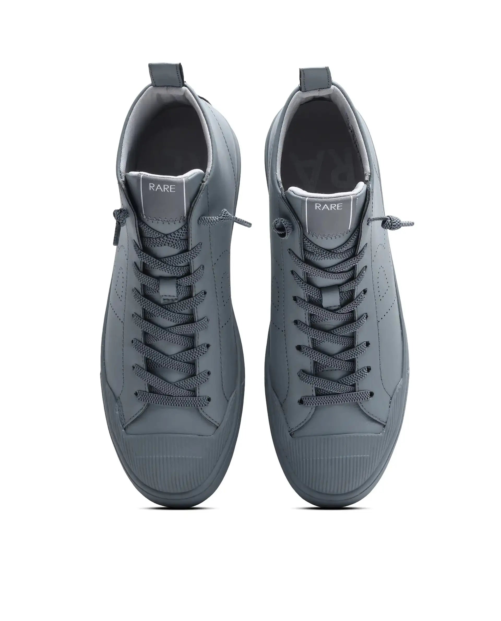 Rare Rabbit Men's Sauron Hi 25 Dark Grey Micro Leather Sneaker