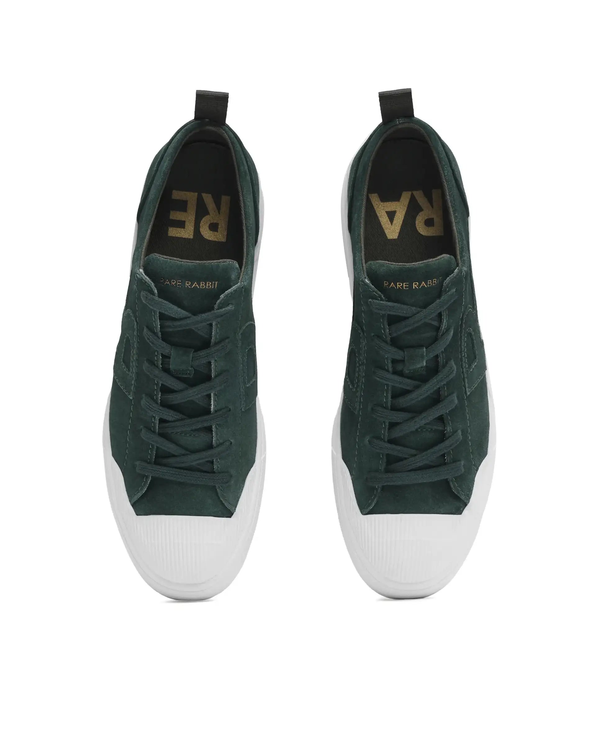 Rare Rabbit Men Sauron Green Round Toe Premium Suede Lace Up Low Top Sneaker Shoes
