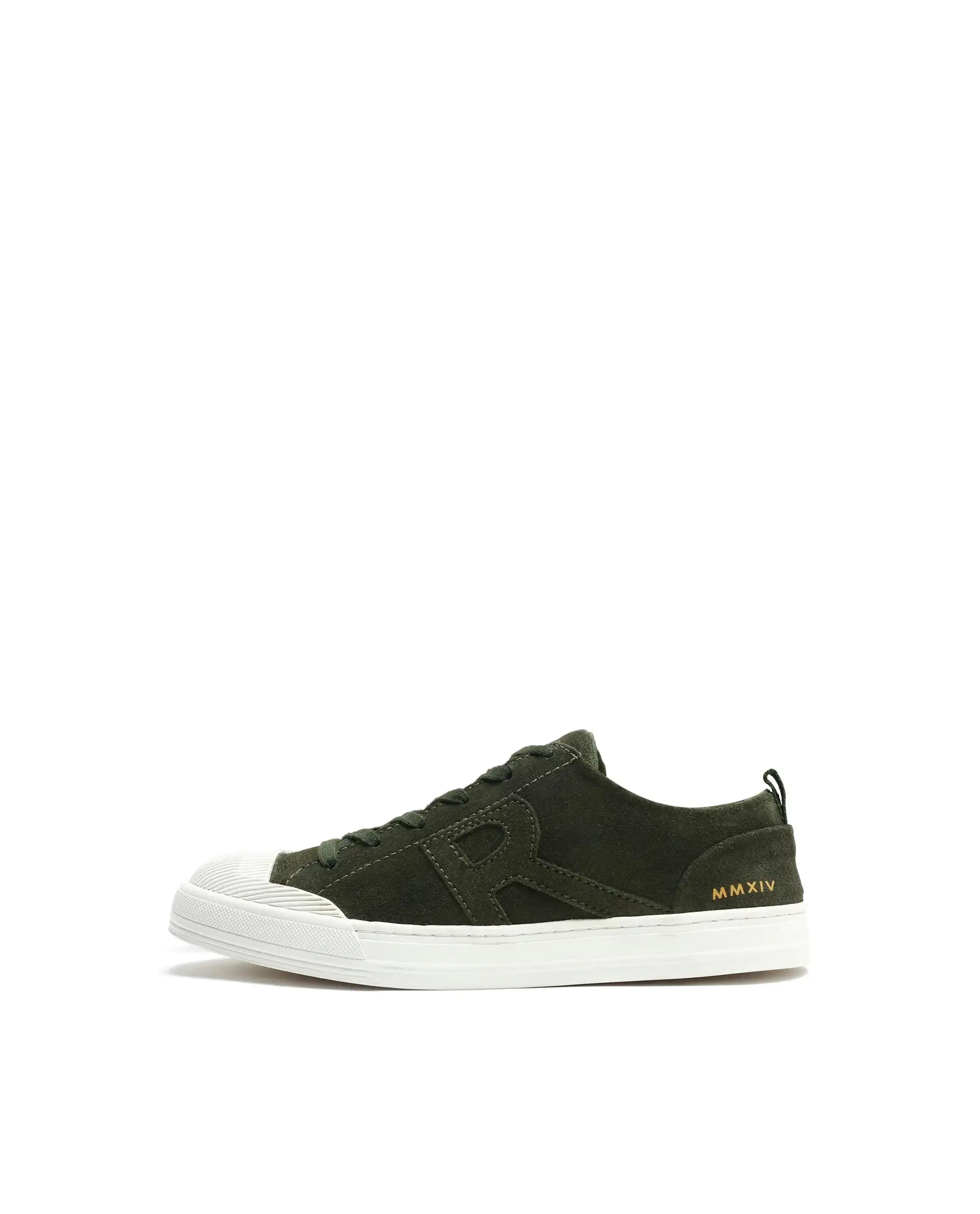 Rare Rabbit Mens Sauron Olive Round Toe Premium Suede Lace Up Low Top Sneaker Shoes