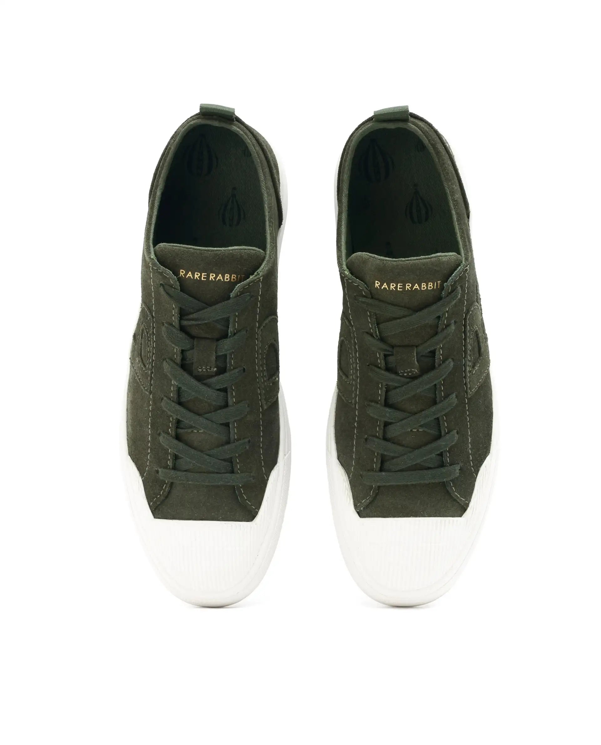 Rare Rabbit Mens Sauron Olive Round Toe Premium Suede Lace Up Low Top Sneaker Shoes