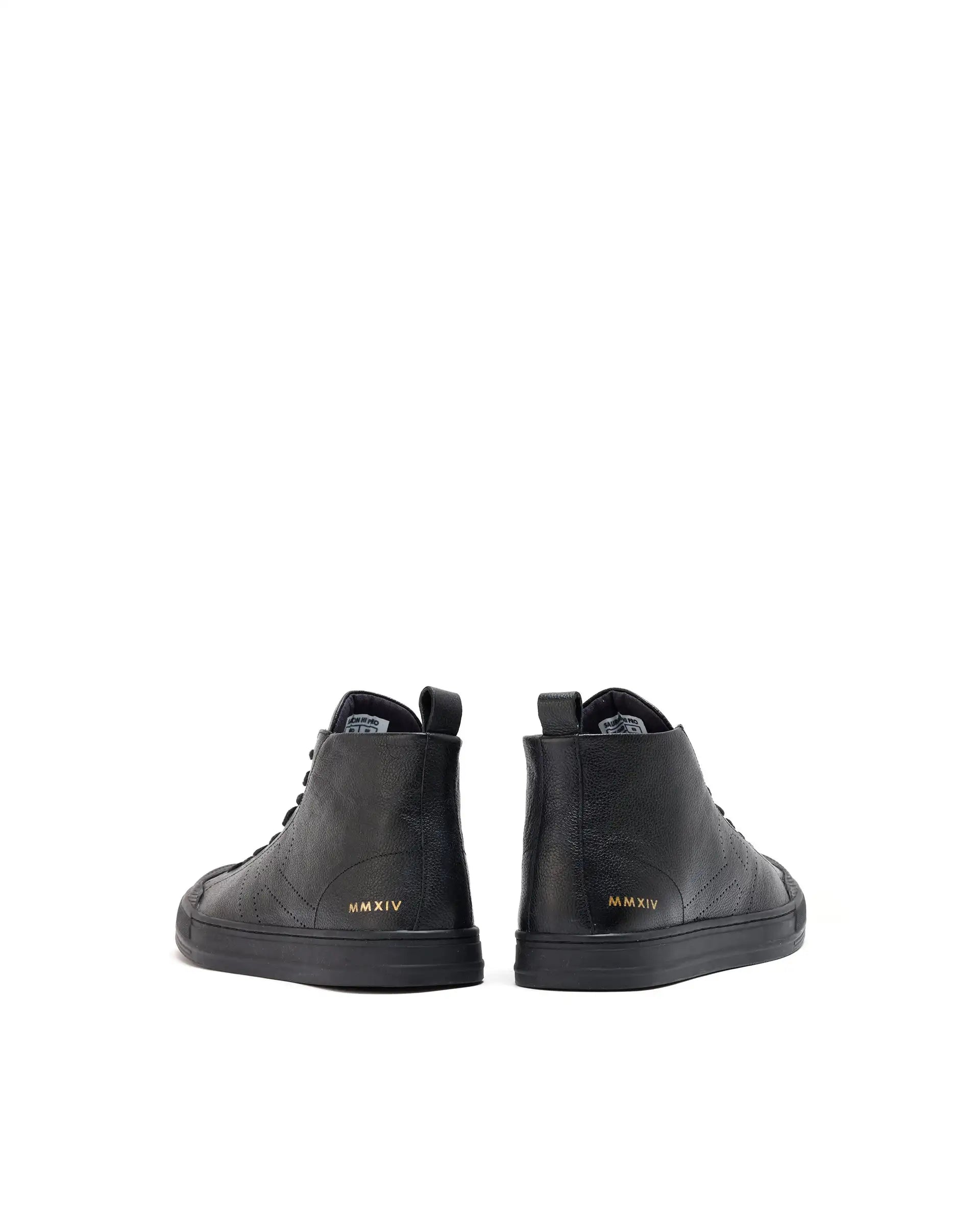 Rare Rabbit Mens Sauron Hi Pro Black Premium Milled Leather Lace Up High Top Round Toe Sneaker Shoes