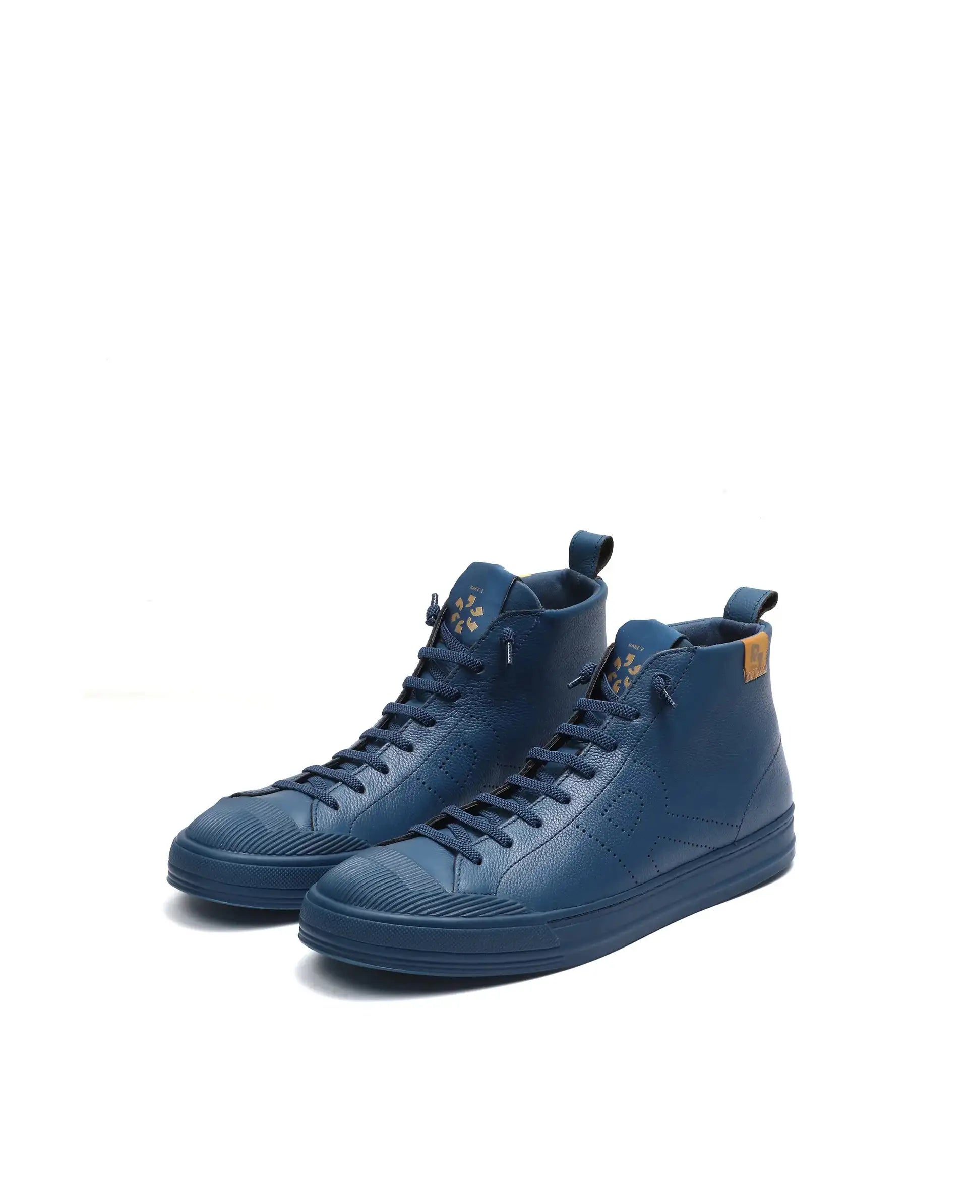 Rare Rabbit Men Sauron Hi Pro Blue Leather Lace-Up Closure Sneaker