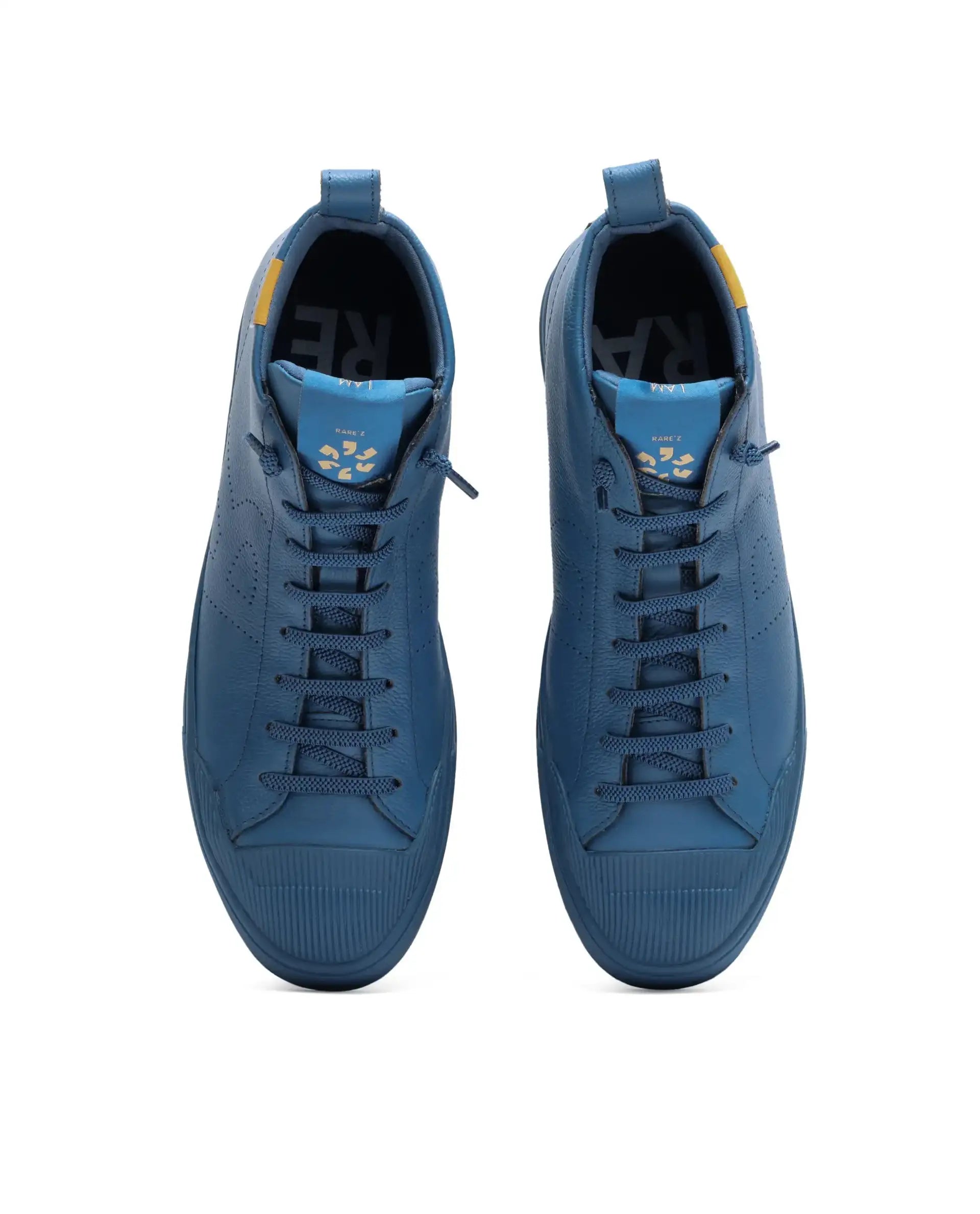 Rare Rabbit Men Sauron Hi Pro Blue Leather Lace-Up Closure Sneaker