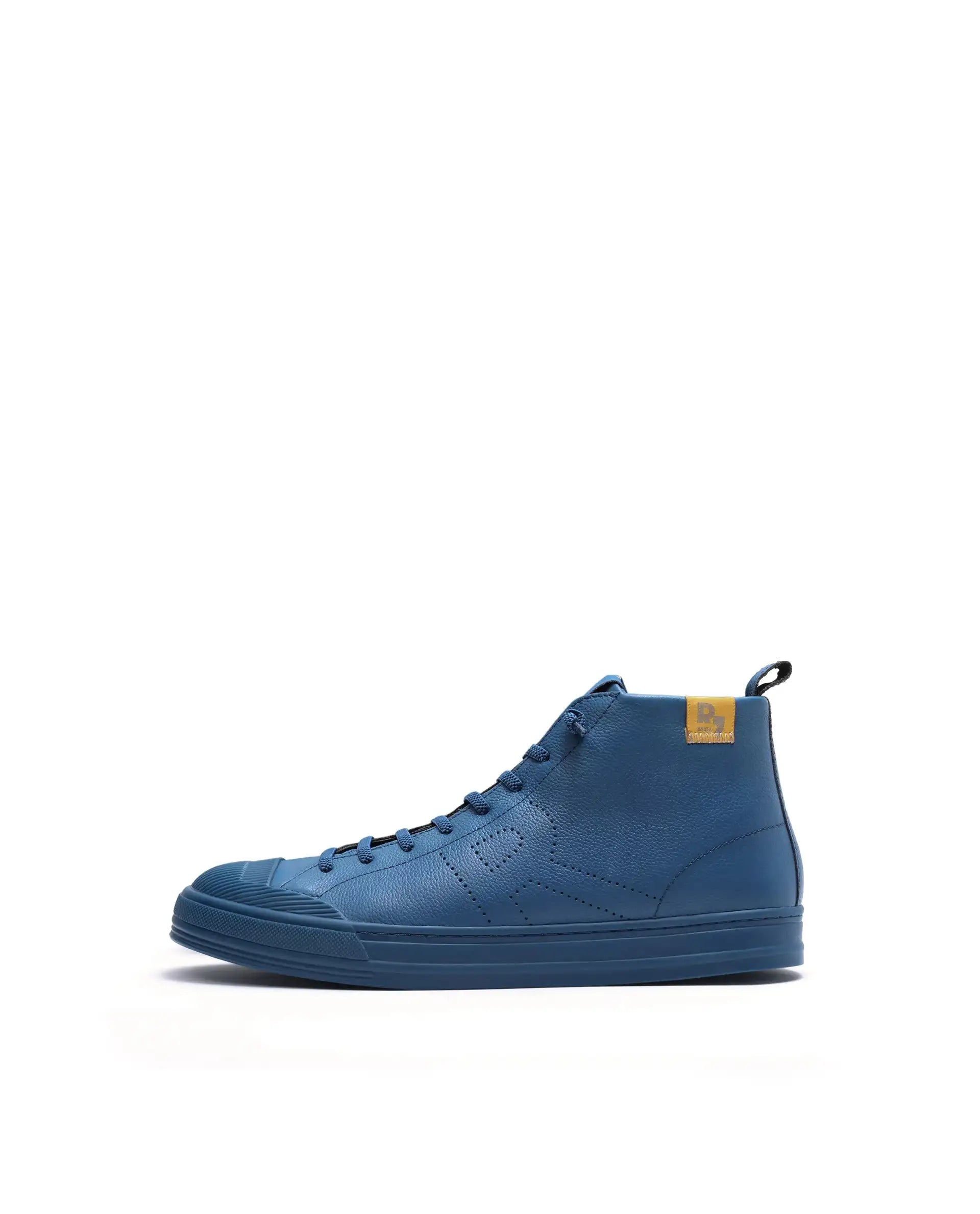 Rare Rabbit Men Sauron Hi Pro Blue Leather Lace-Up Closure Sneaker