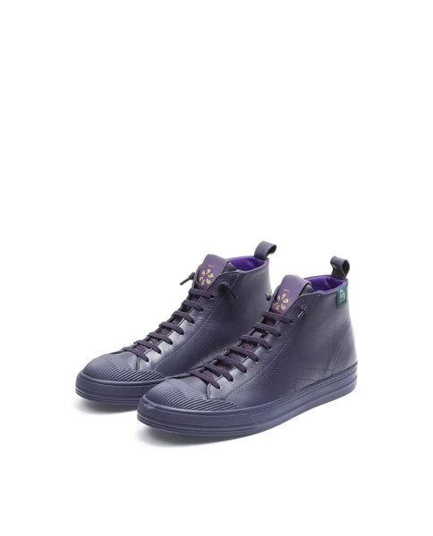 Rare Rabbit Men Sauron Hi Pro Dark Purple Leather Lace-Up Closure Snea