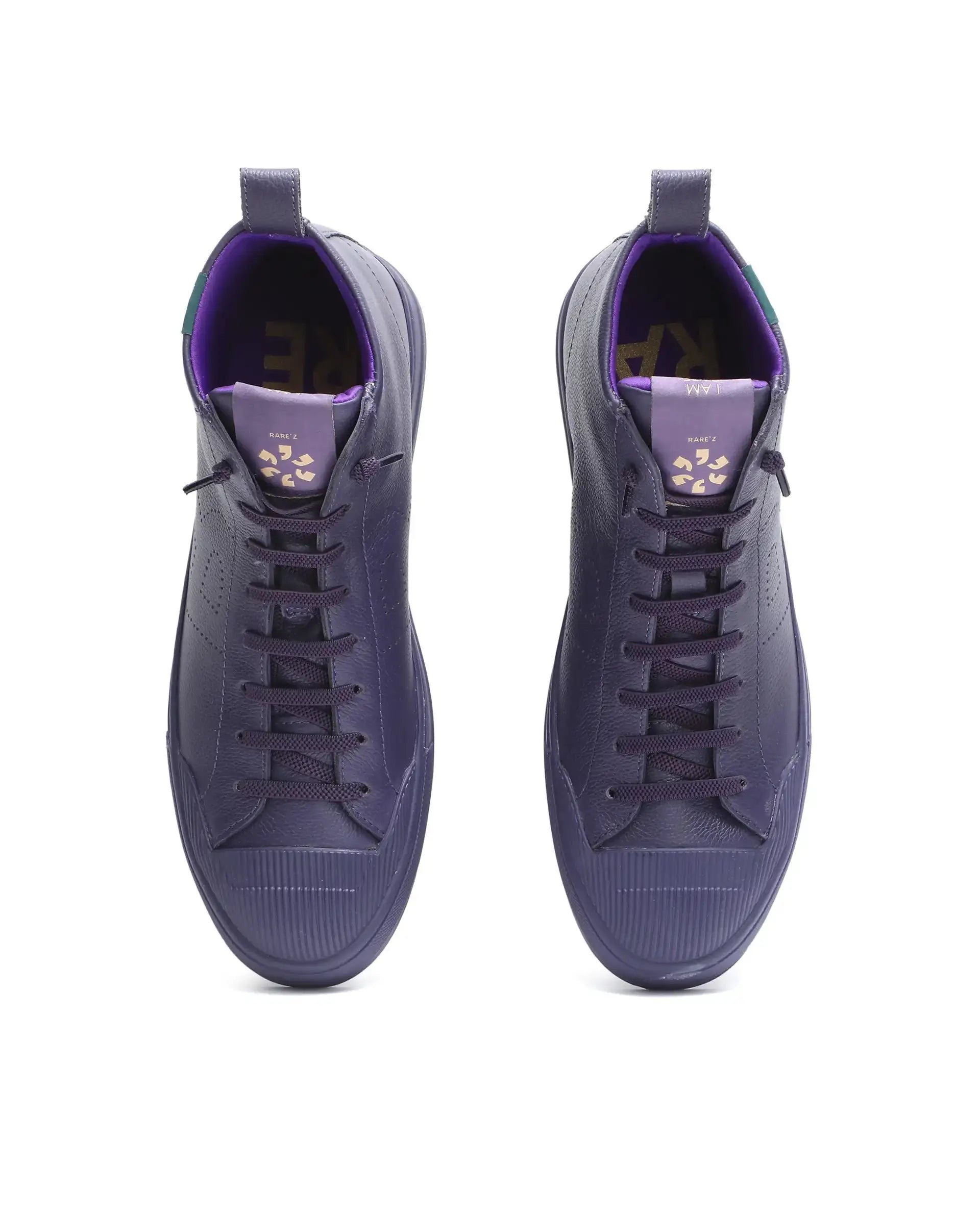 Rare Rabbit Men Sauron Hi Pro Dark Purple Leather Lace-Up Closure Sneaker