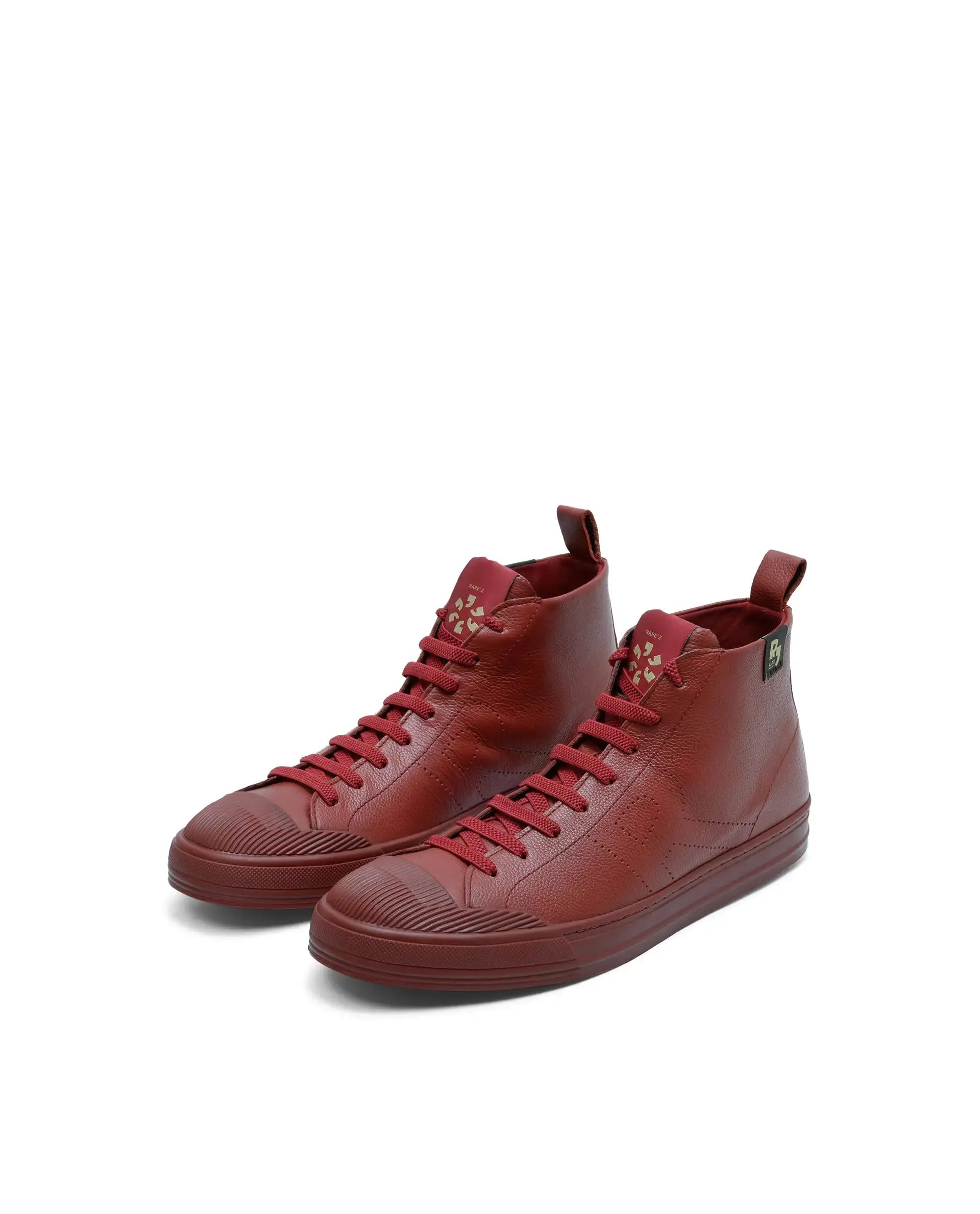 Rare Rabbit Men's Sauron Hi Pro Red Leather Lace-Up Closure Sneaker