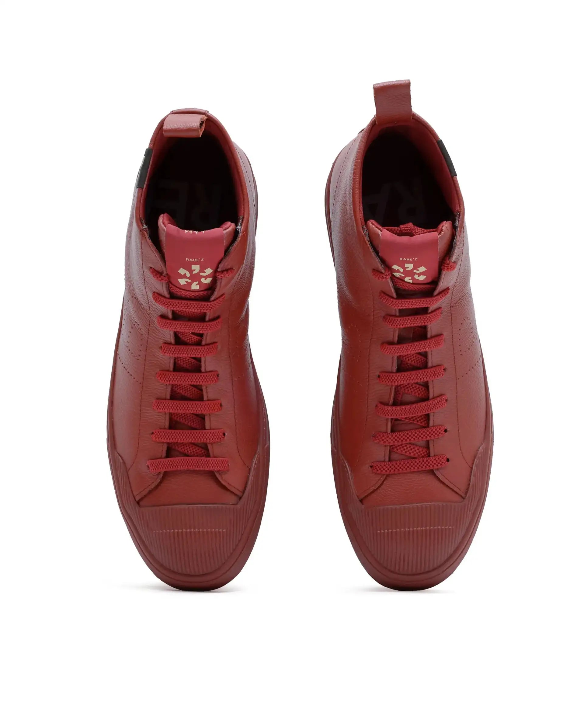 Rare Rabbit Men's Sauron Hi Pro Red Leather Lace-Up Closure Sneaker