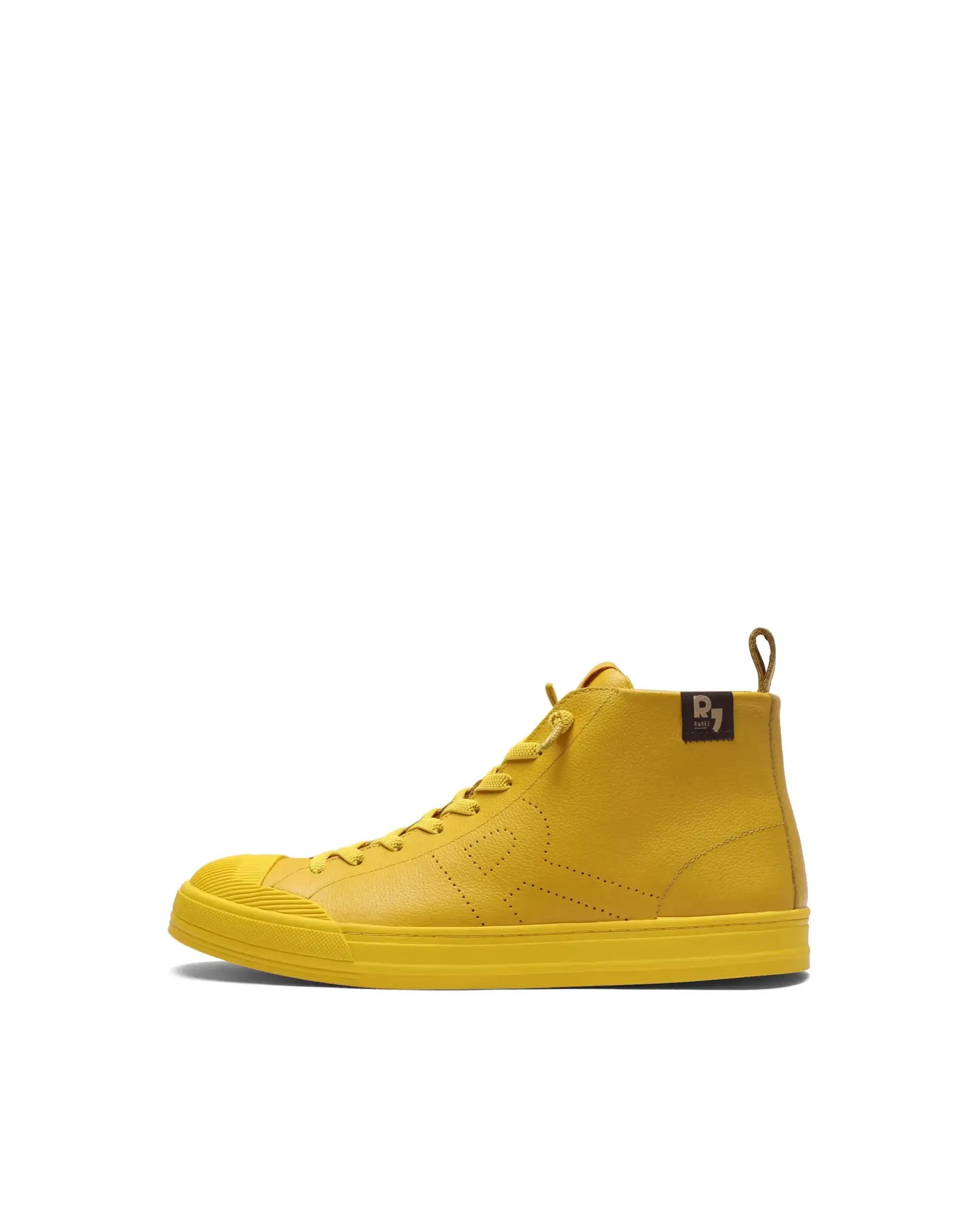 Rare Rabbit Men's Sauron Hi Pro Yellow Leather Lace-Up Closure Sneaker