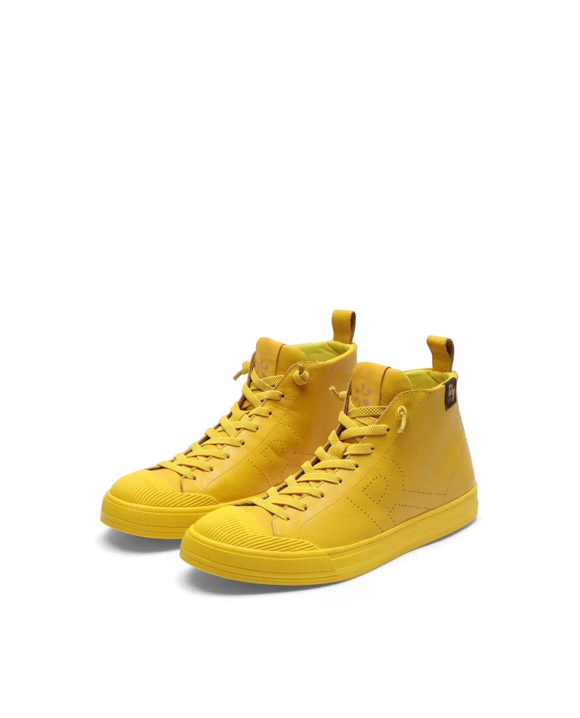 Rare Rabbit Men's Sauron Hi Pro Yellow Leather Lace-Up Closure Sneaker