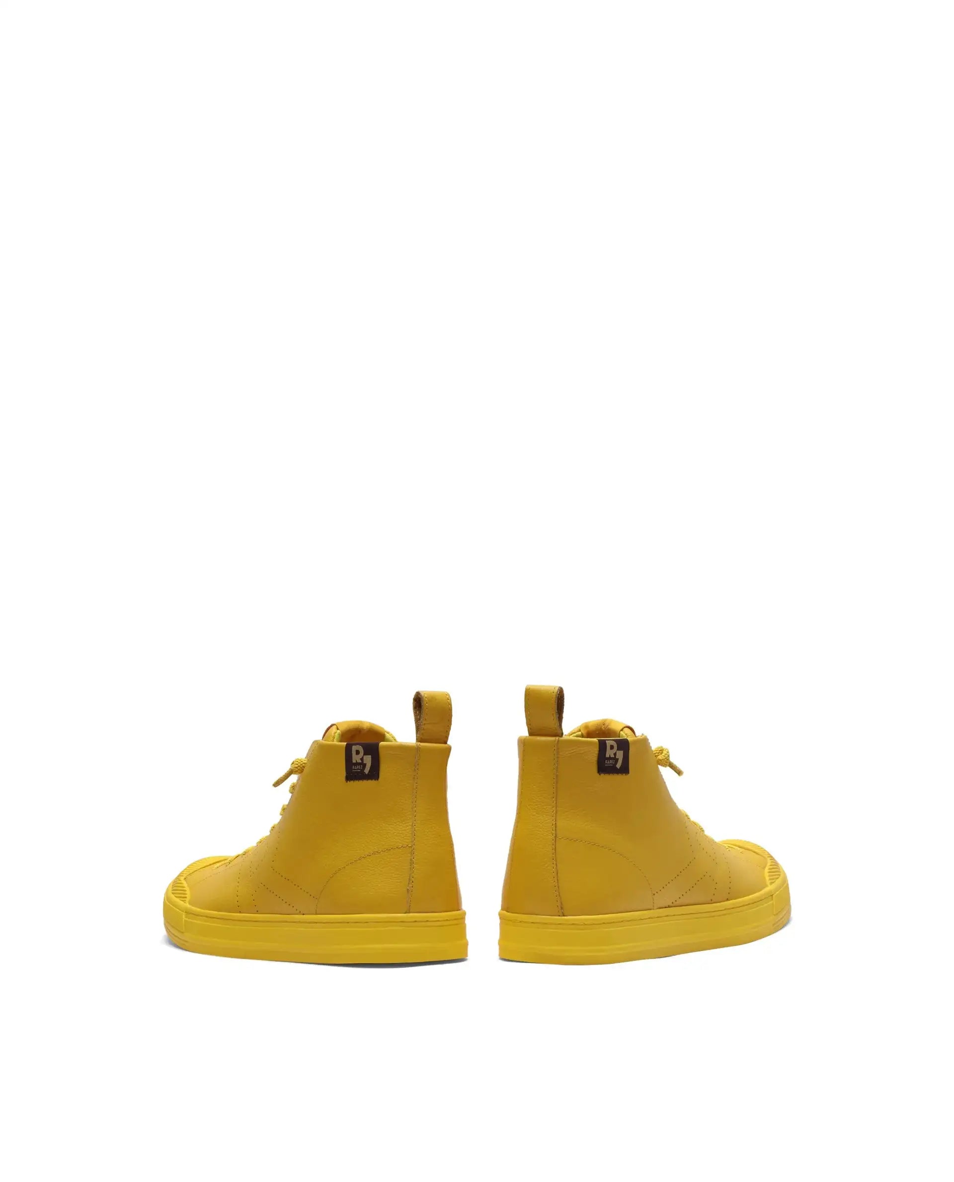 Rare Rabbit Men's Sauron Hi Pro Yellow Leather Lace-Up Closure Sneaker