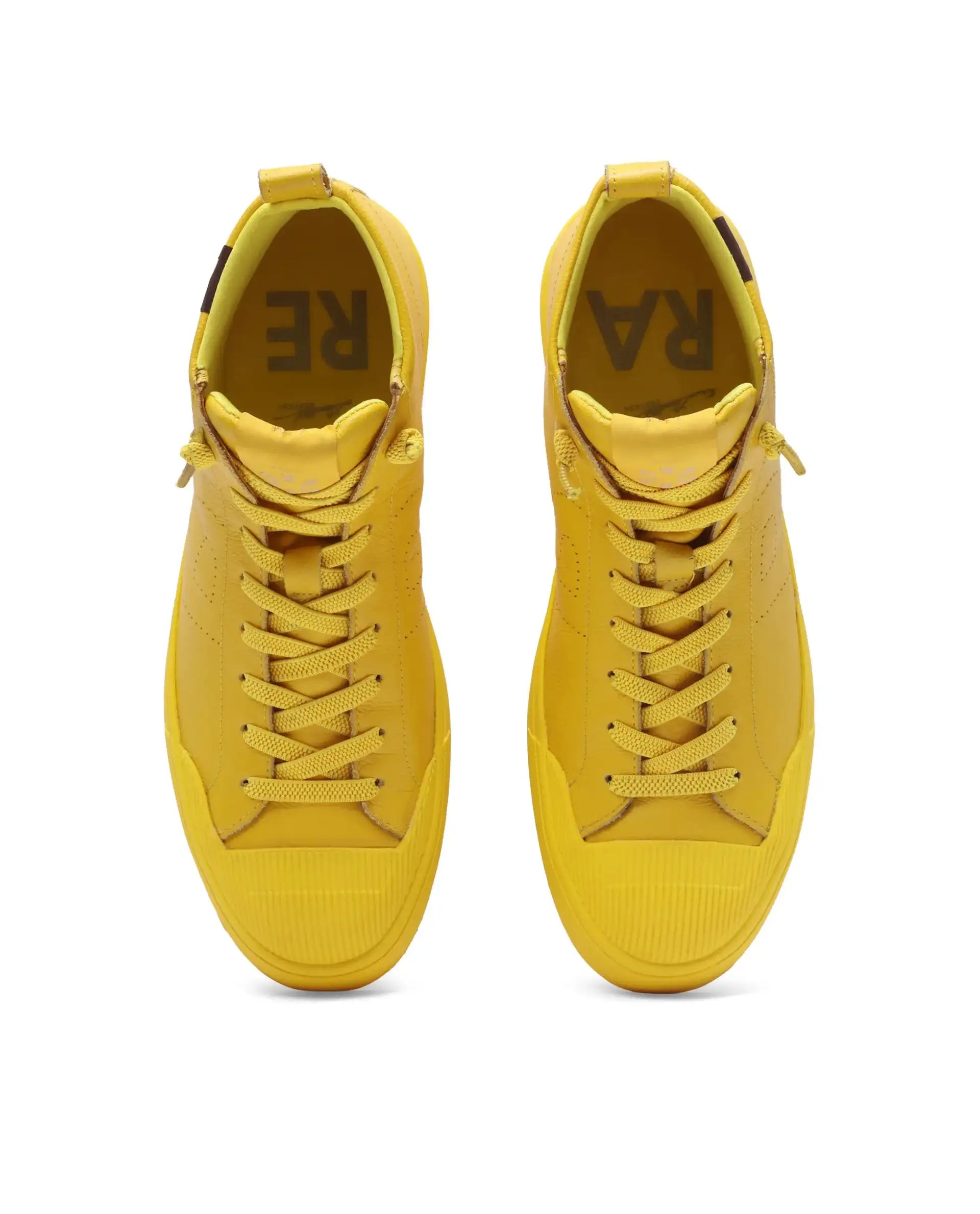 Rare Rabbit Men's Sauron Hi Pro Yellow Leather Lace-Up Closure Sneaker