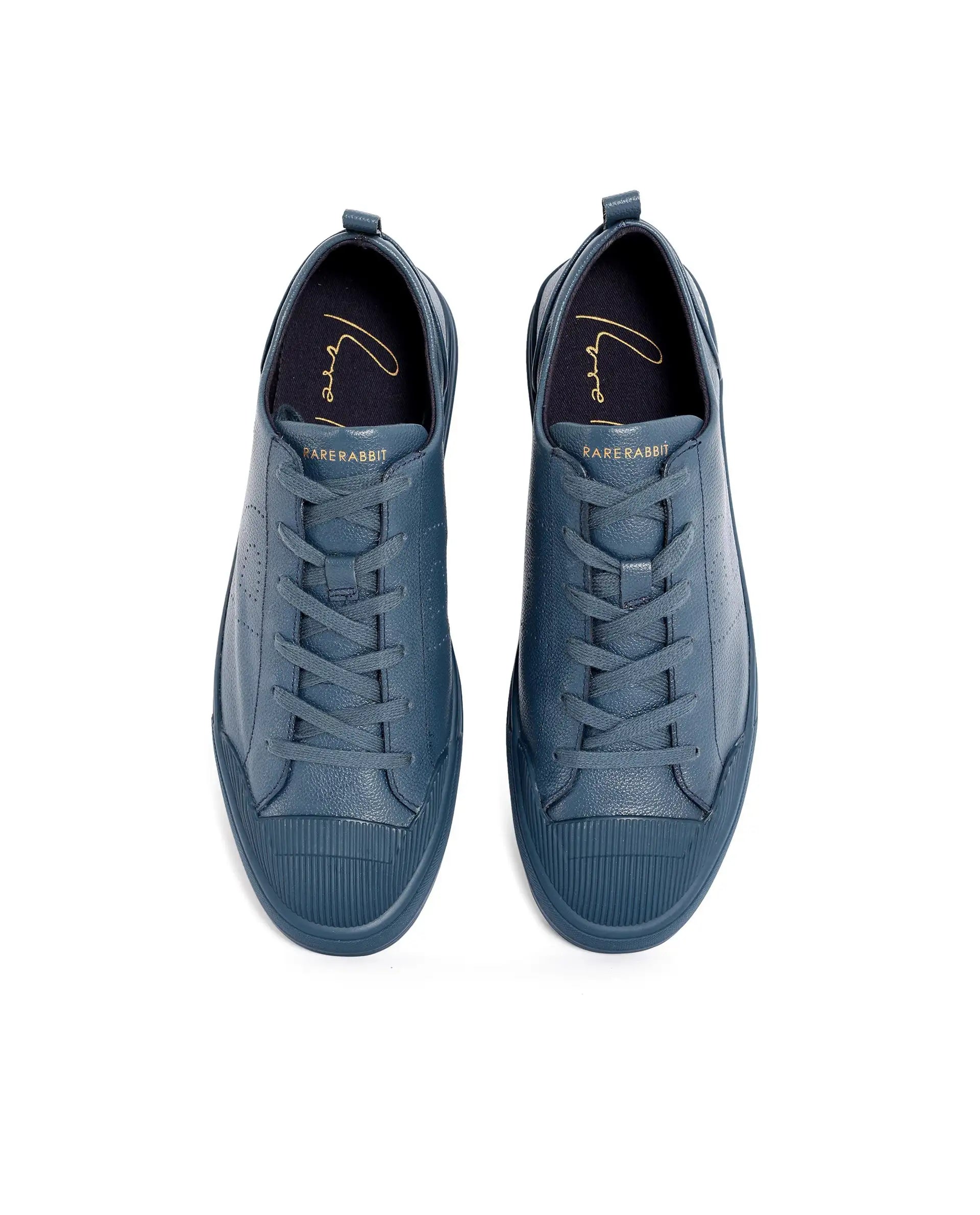 Rare Rabbit Mens Sauron Pro Teal Premium Milled Leather Lace Up Low Top Round Toe Sneaker Shoes