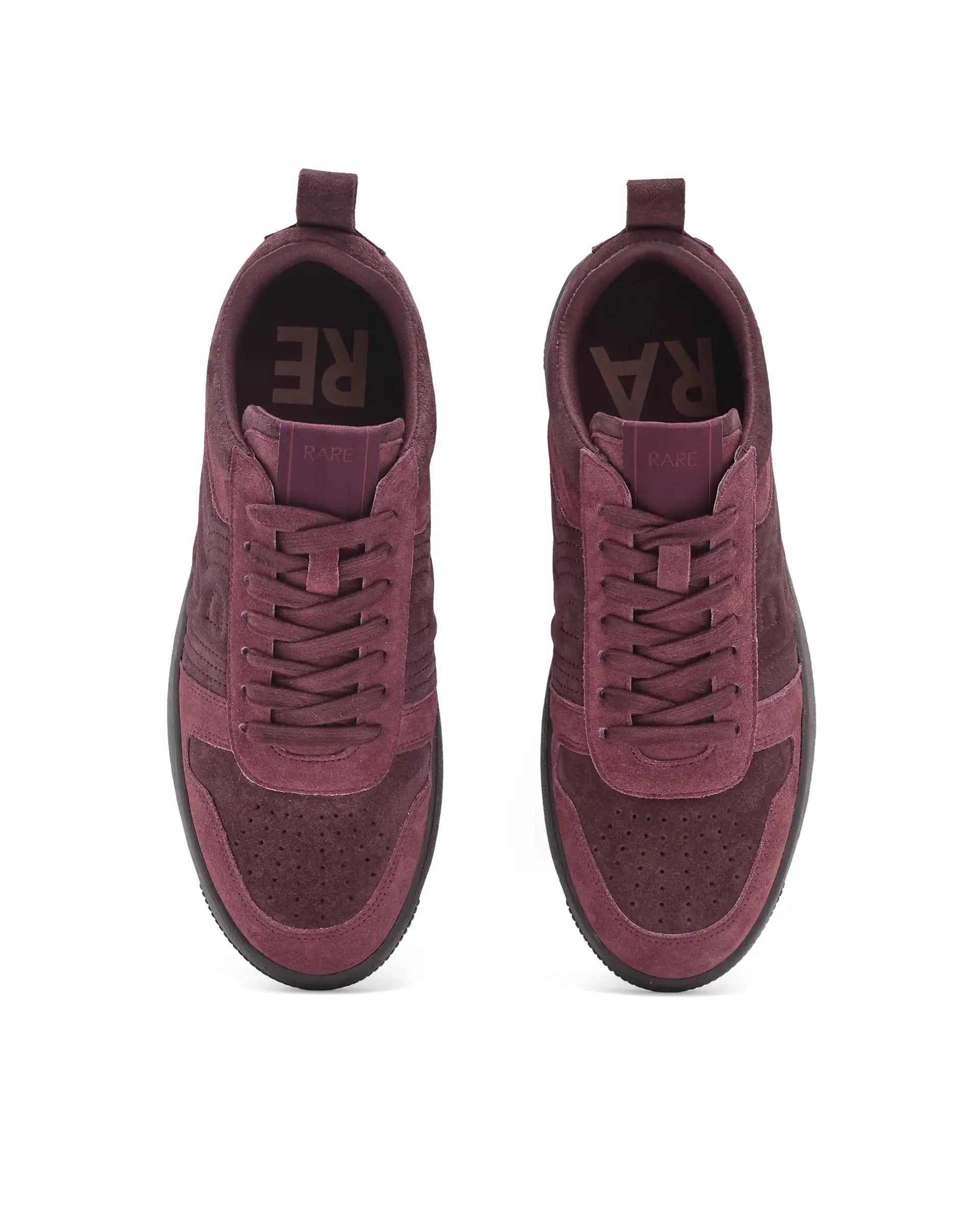 Rare Rabbit Men Senab Purple Genuine Suede Leather Low-Top Lace Up Sneaker Shoes
