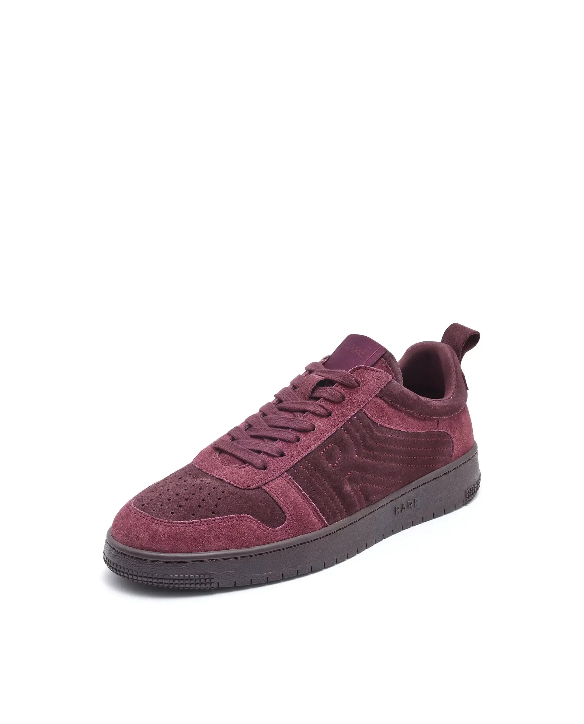 Rare Rabbit Men Senab Purple Genuine Suede Leather Low-Top Lace Up Sneaker Shoes