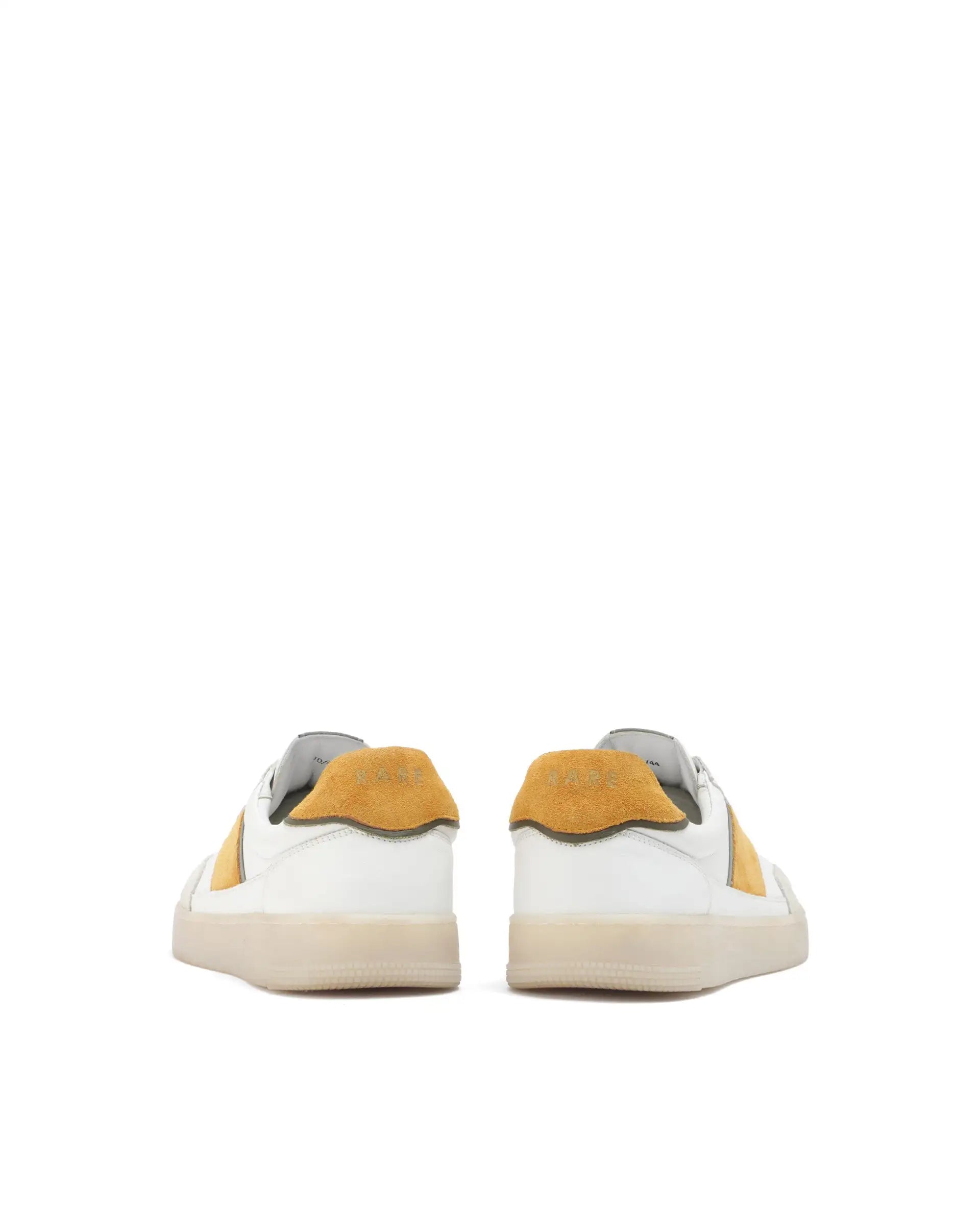Rare Rabbit Men's Sirius Mustard Suede And Leather Upper Round Toe Low-Top Lace-Up Sneaker Shoes