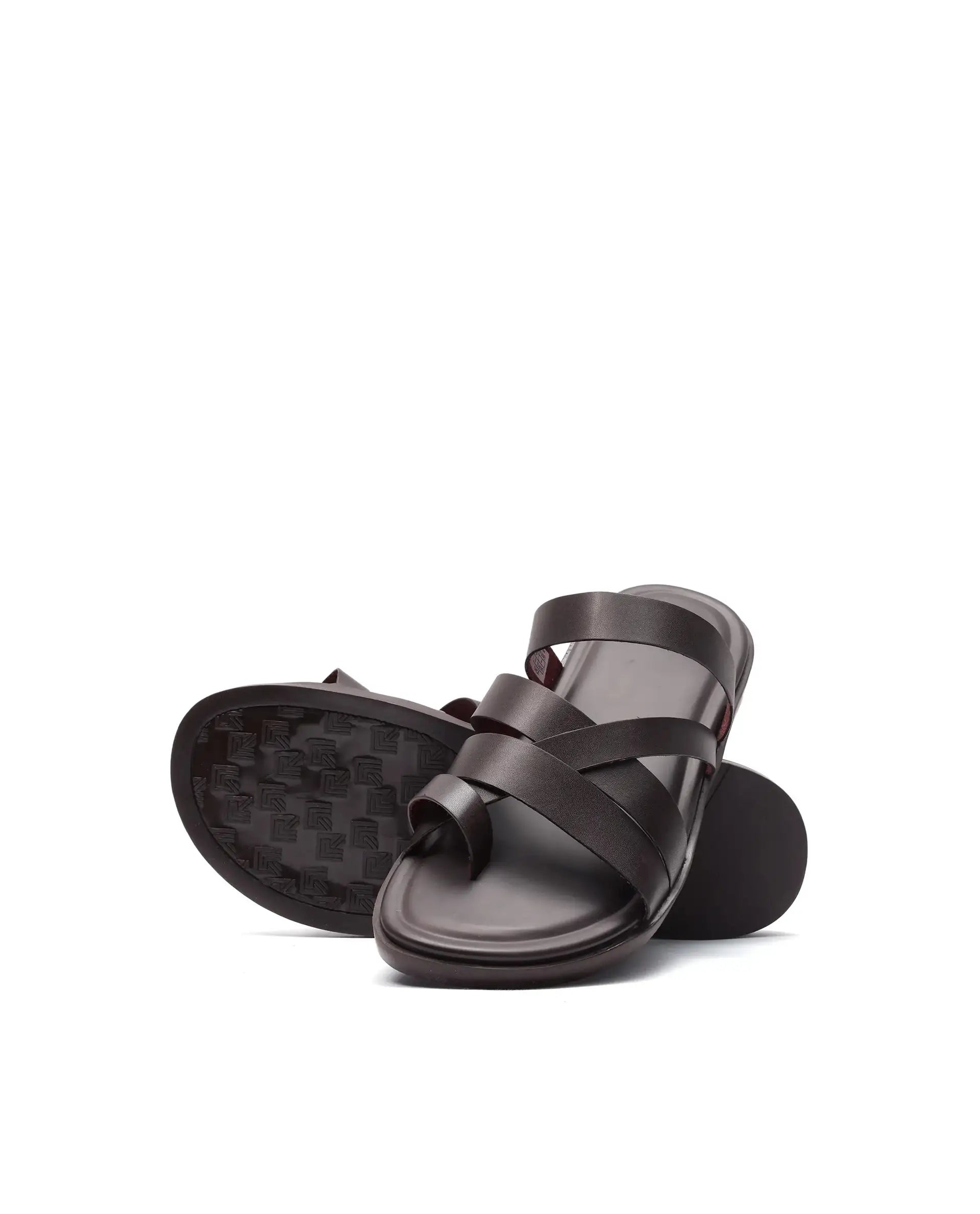 Rare Rabbit Men Soho Dark Coffee Slip-On Closure Sandal