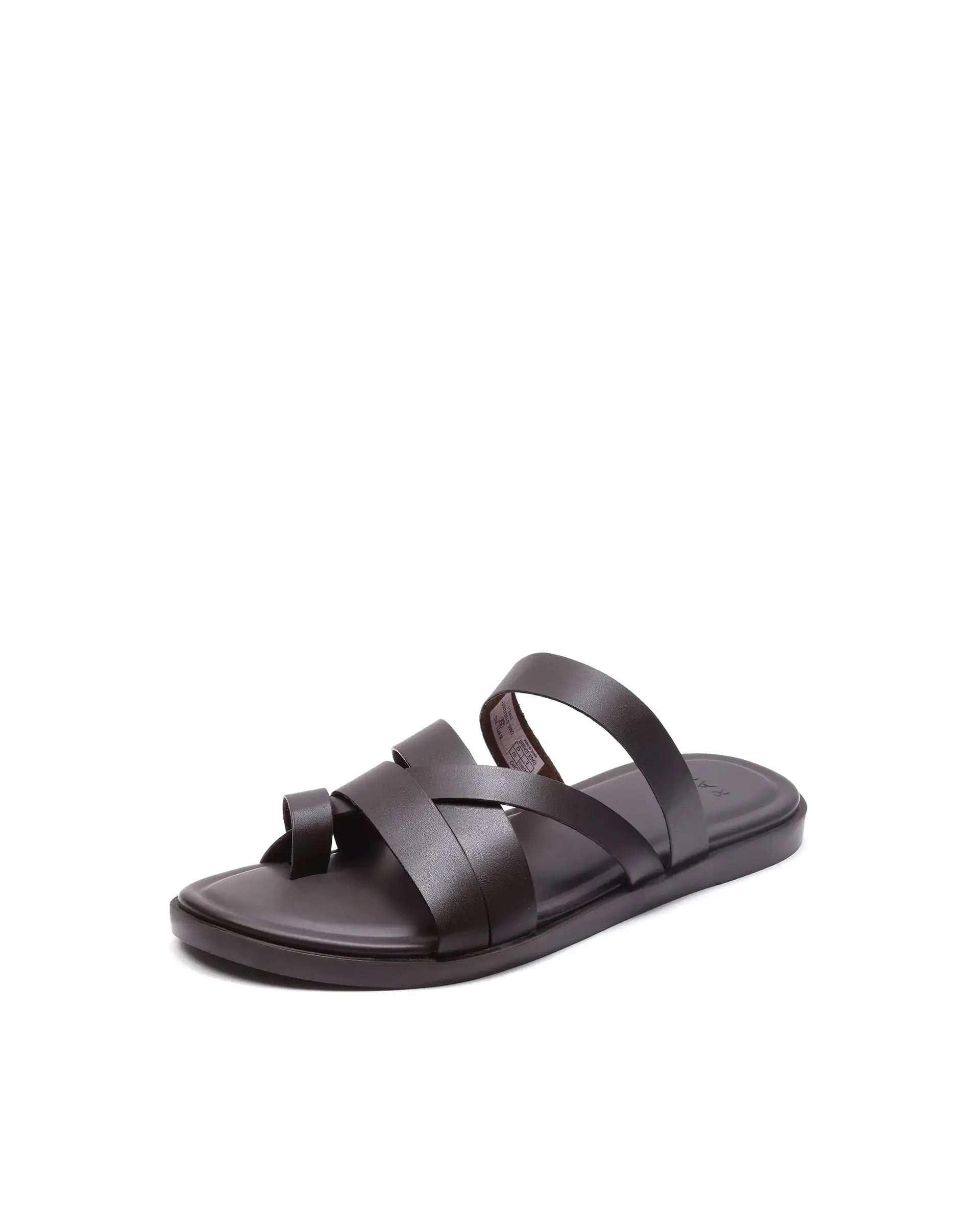 Rare Rabbit Men Soho Dark Coffee Slip-On Closure Sandal