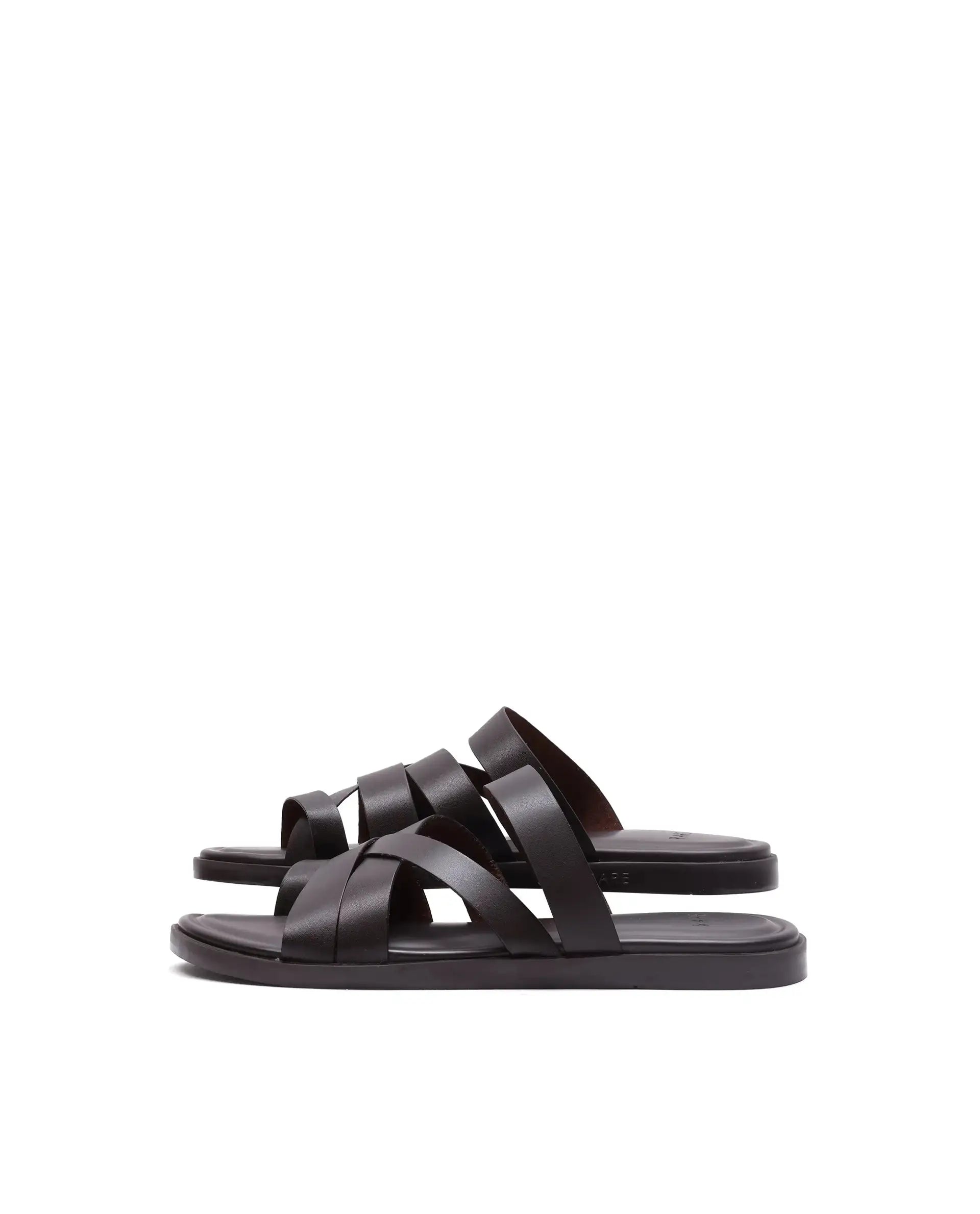 Rare Rabbit Men Soho Dark Coffee Slip-On Closure Sandal