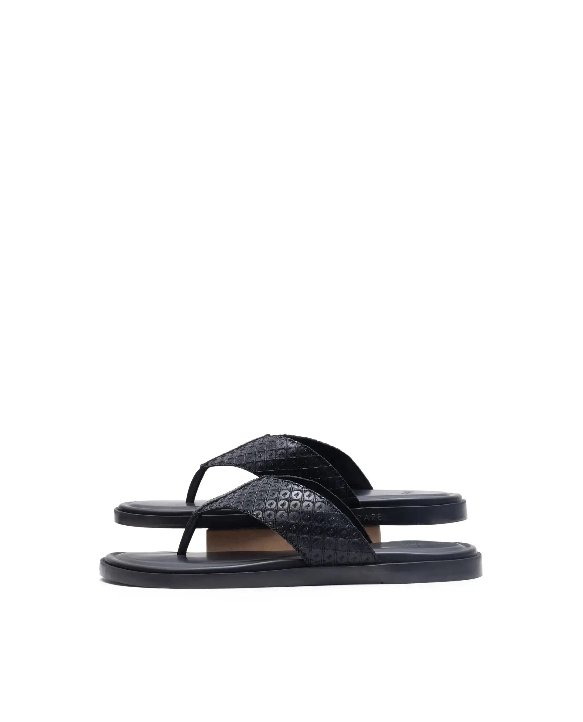 Rare Rabbit Men's Starry Black Slip-On Closure Sandal