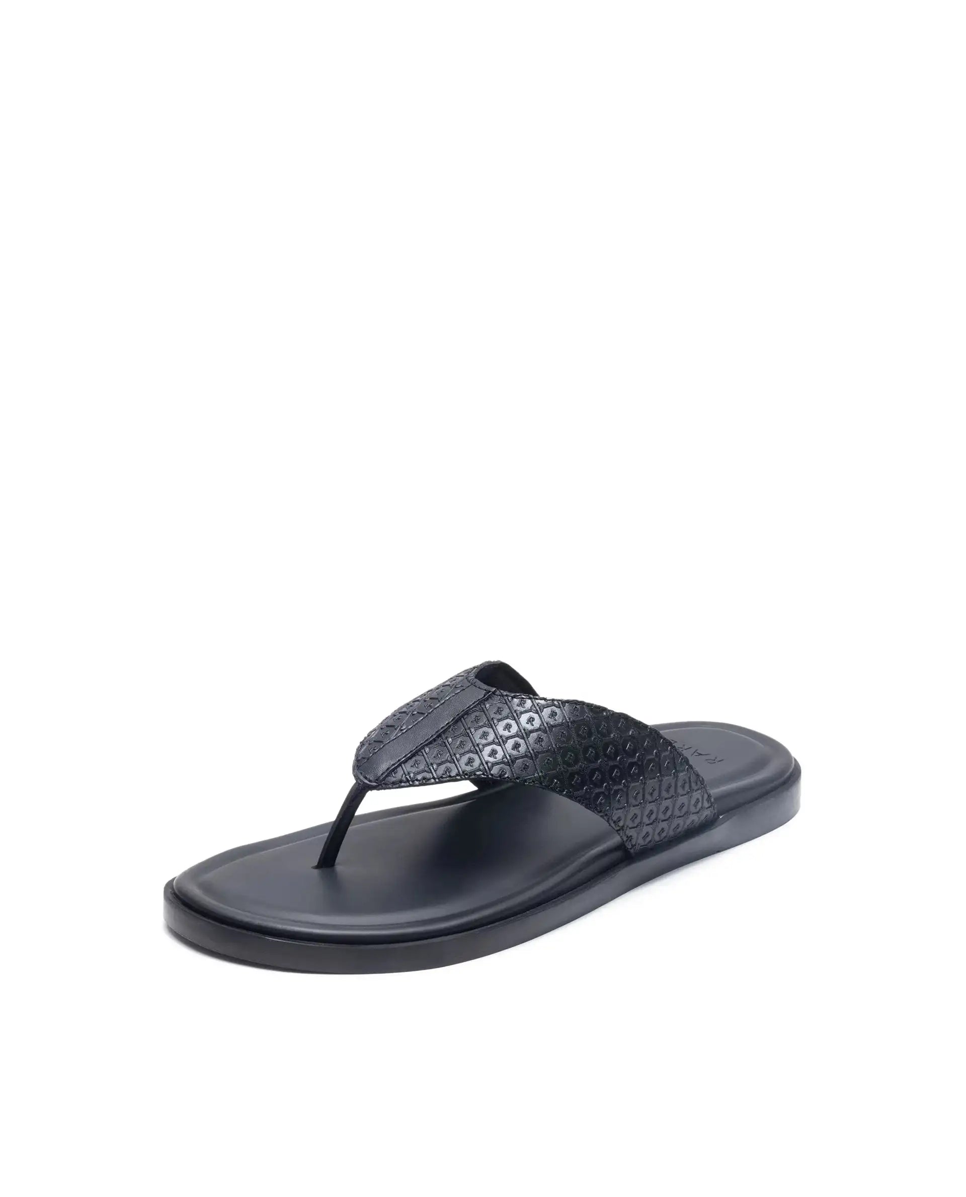 Rare Rabbit Men's Starry Black Slip-On Closure Sandal