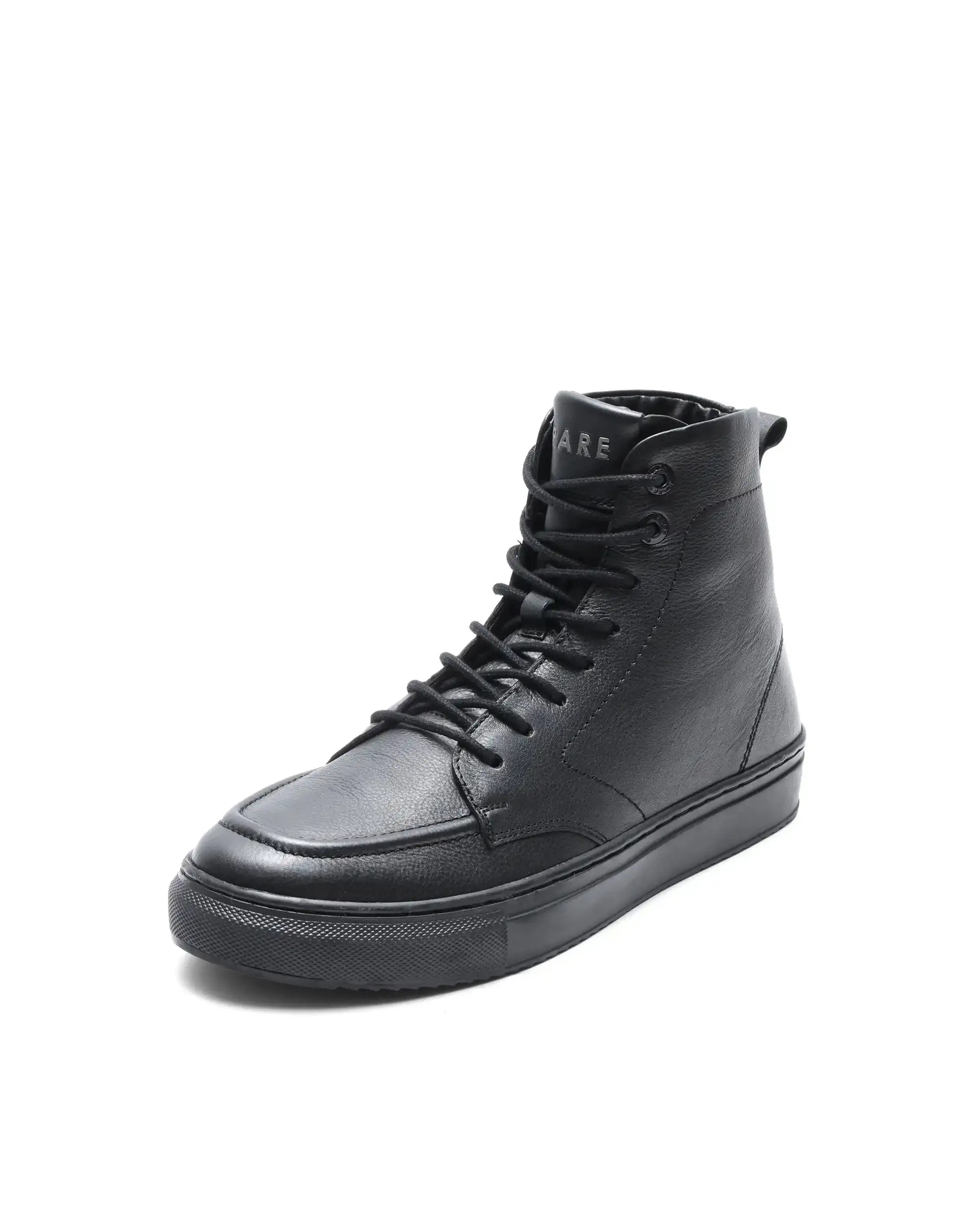 Rare Rabbit Men's Taico Black Leather Lace-Up Closure Boots