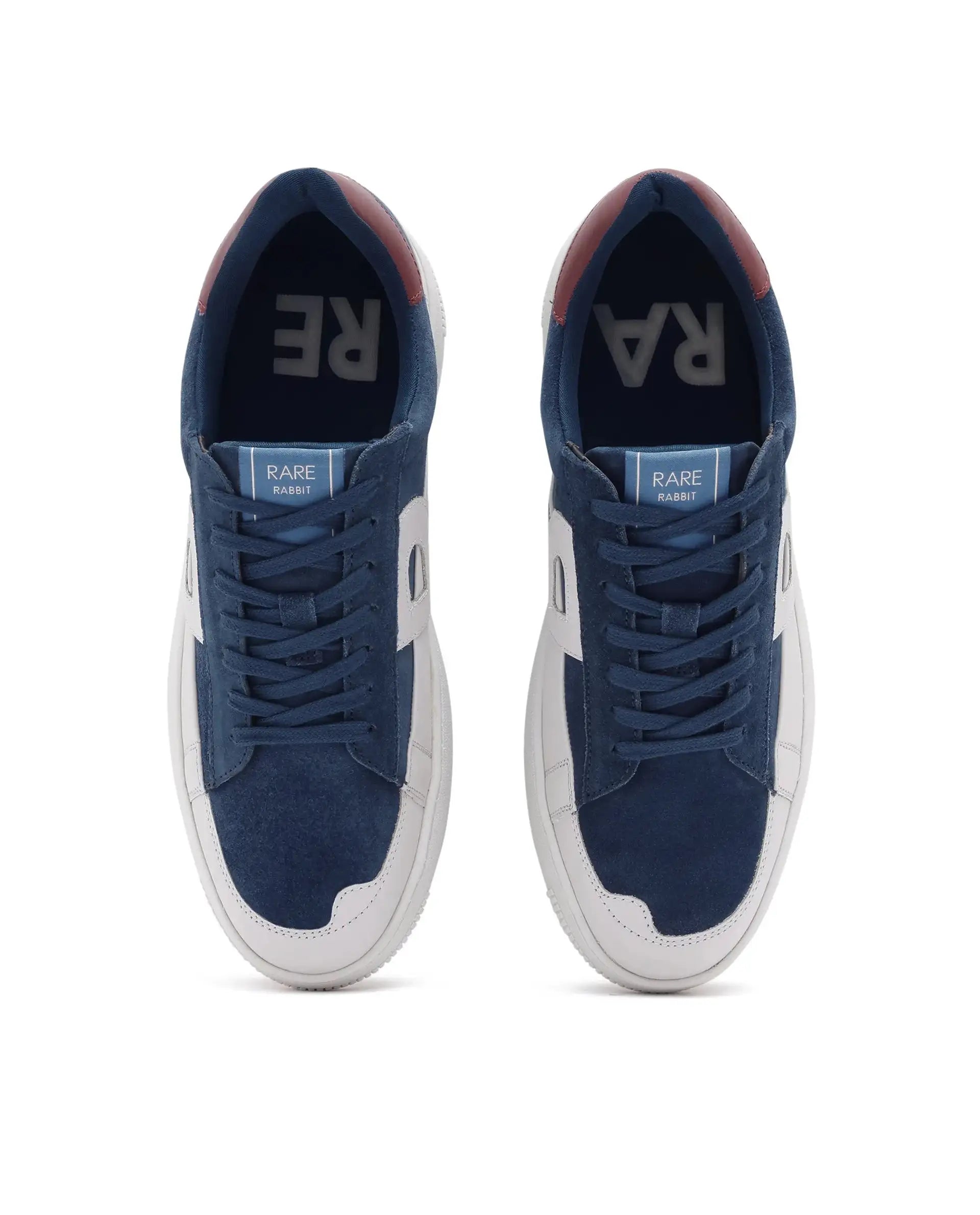 Rare Rabbit Men Terra Blue Genuine Leather And Suede Upper Low-Top Multi Color Lace-Up Shoes