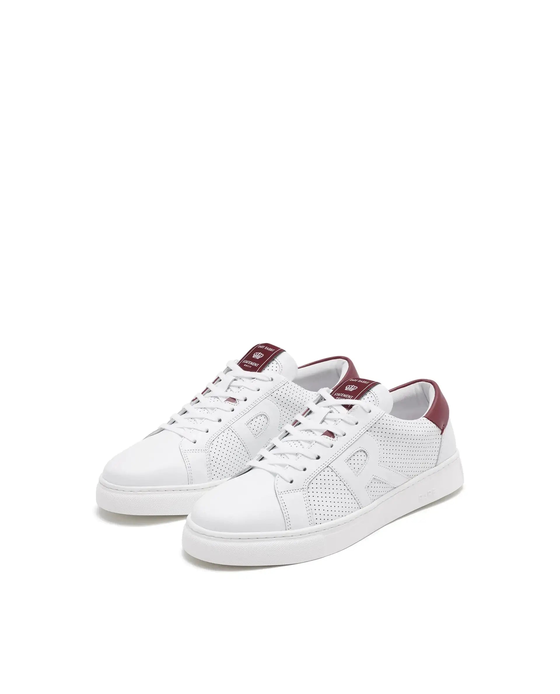 Rare Rabbit Men Umbra White Lace-Up Genuine Leather Low-Top Perforated Shoes