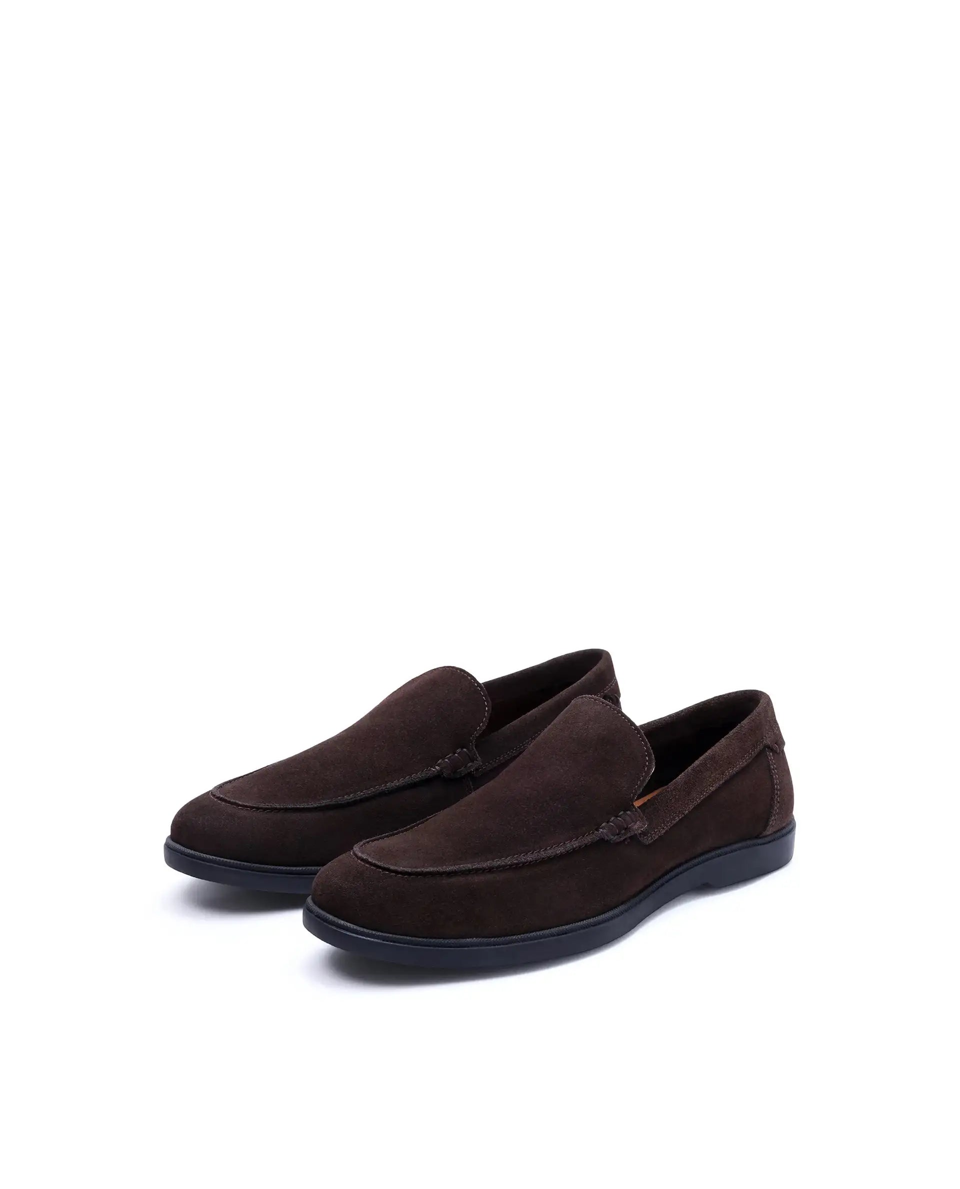 Rare Rabbit Men Velour Coffee Suede Leather Slip-On Closure Loafer
