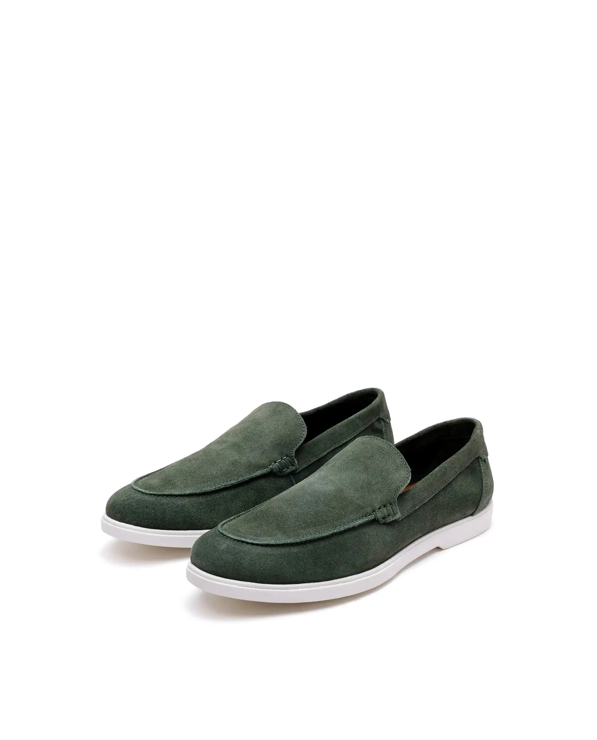 Rare Rabbit Men Velour Sage Green Suede Leather Slip-On Closure Loafer