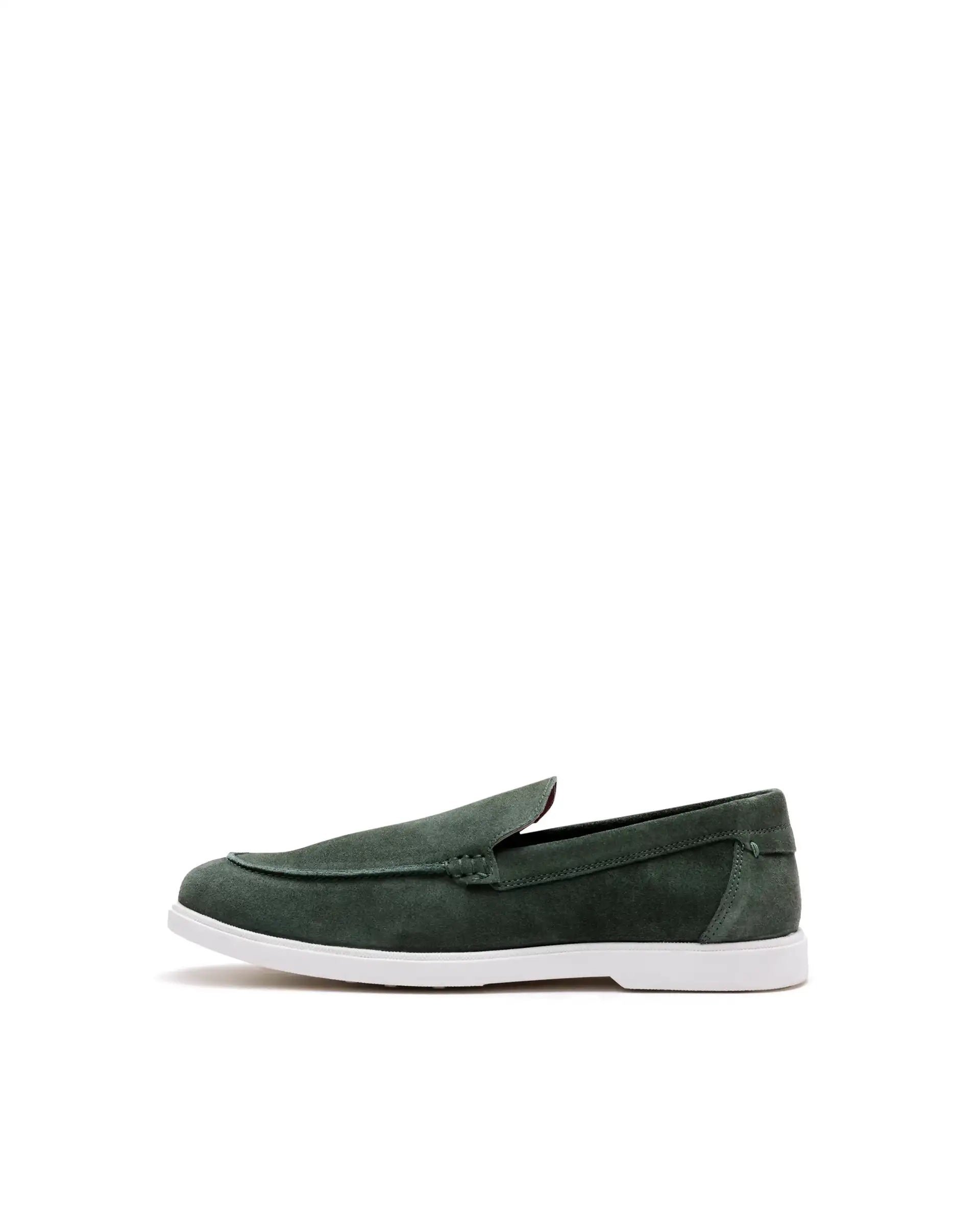 Rare Rabbit Men Velour Sage Green Suede Leather Slip-On Closure Loafer
