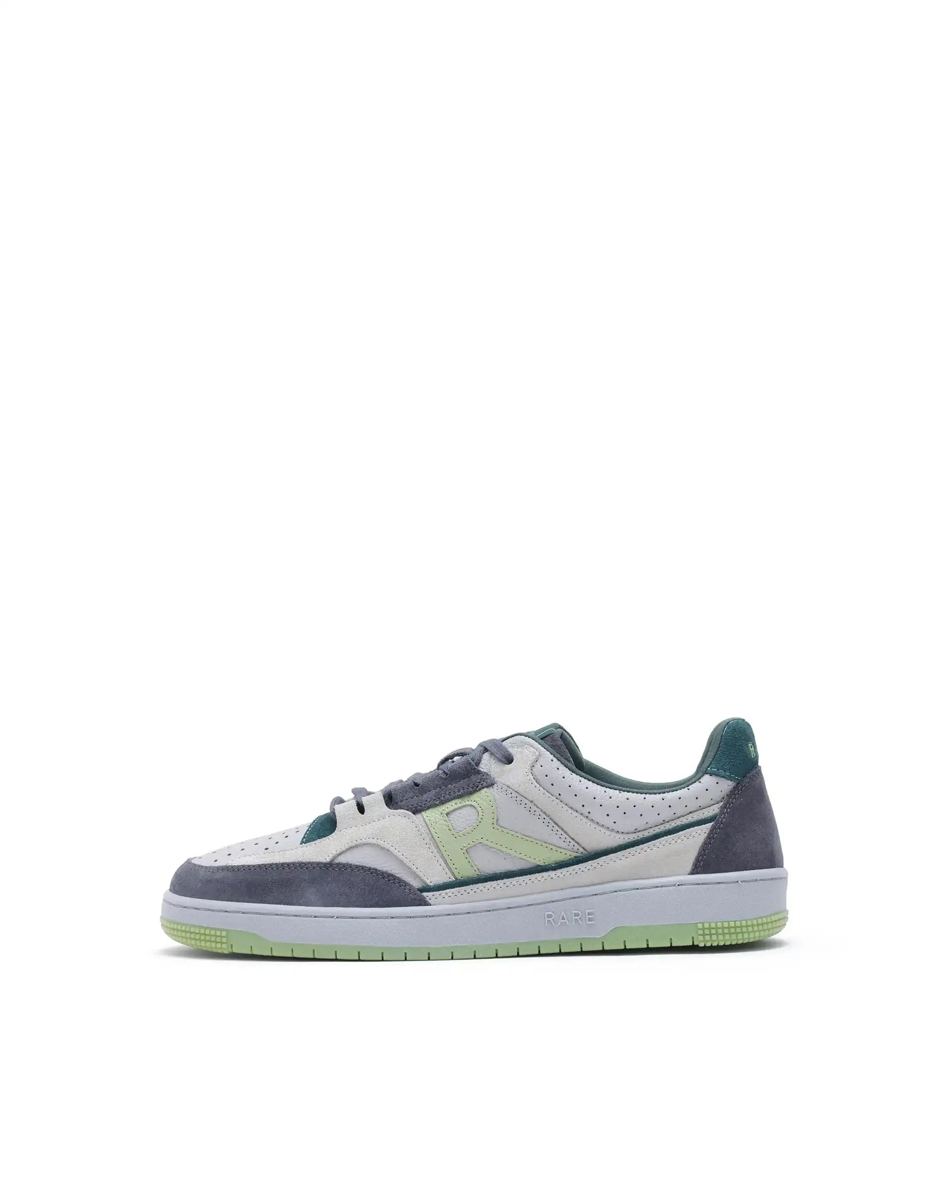 Rare Rabbit Men's Volga Light Green Genuine Leather Fabric Multitoned Low-Top Lace Up Sneaker Shoes