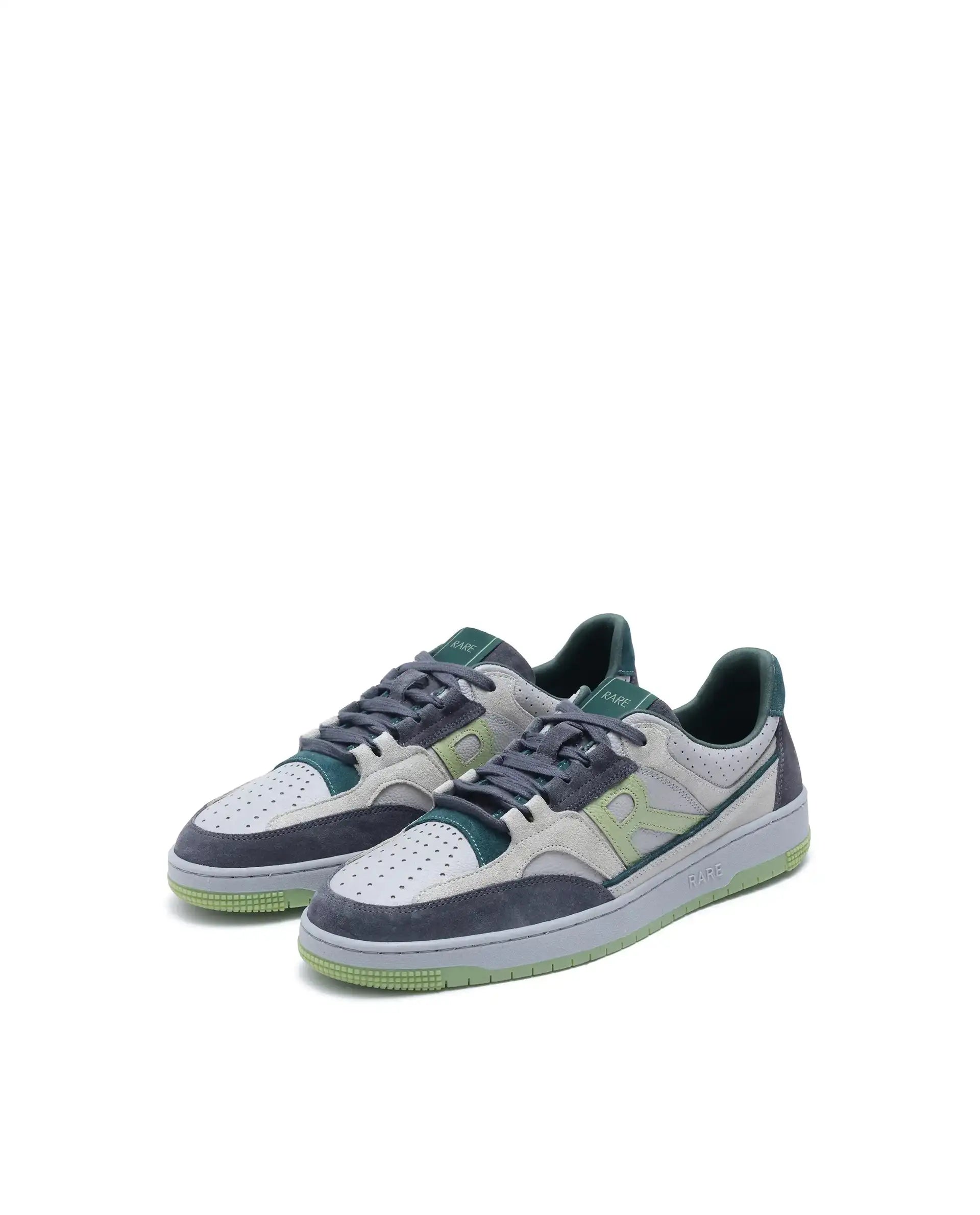 Rare Rabbit Men's Volga Light Green Genuine Leather Fabric Multitoned Low-Top Lace Up Sneaker Shoes