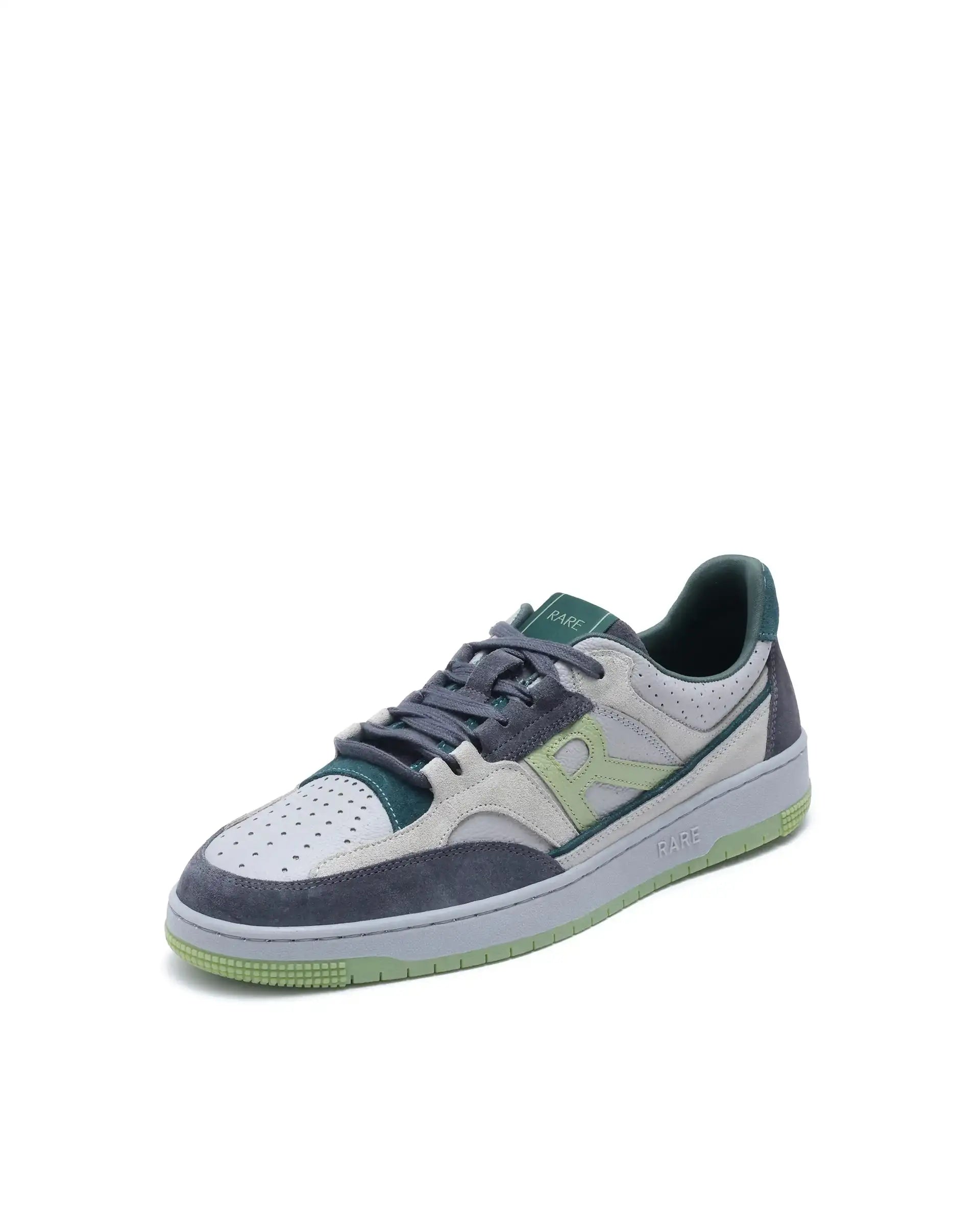 Rare Rabbit Men's Volga Light Green Genuine Leather Fabric Multitoned Low-Top Lace Up Sneaker Shoes