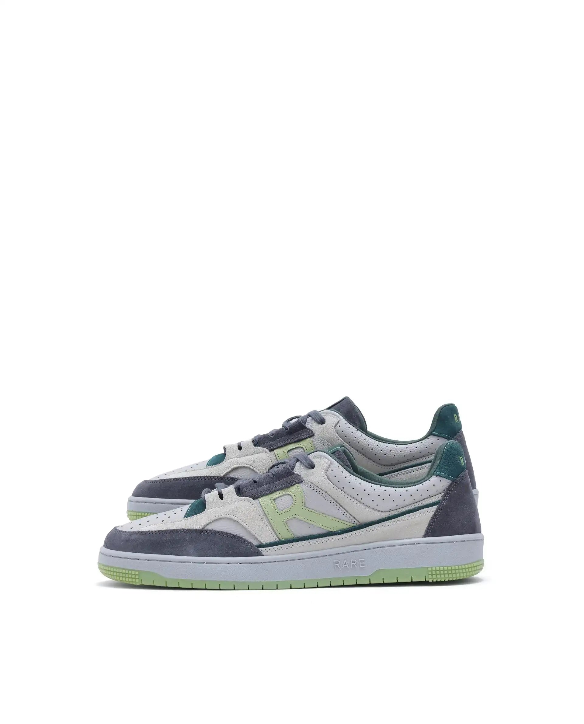 Rare Rabbit Men's Volga Light Green Genuine Leather Fabric Multitoned Low-Top Lace Up Sneaker Shoes