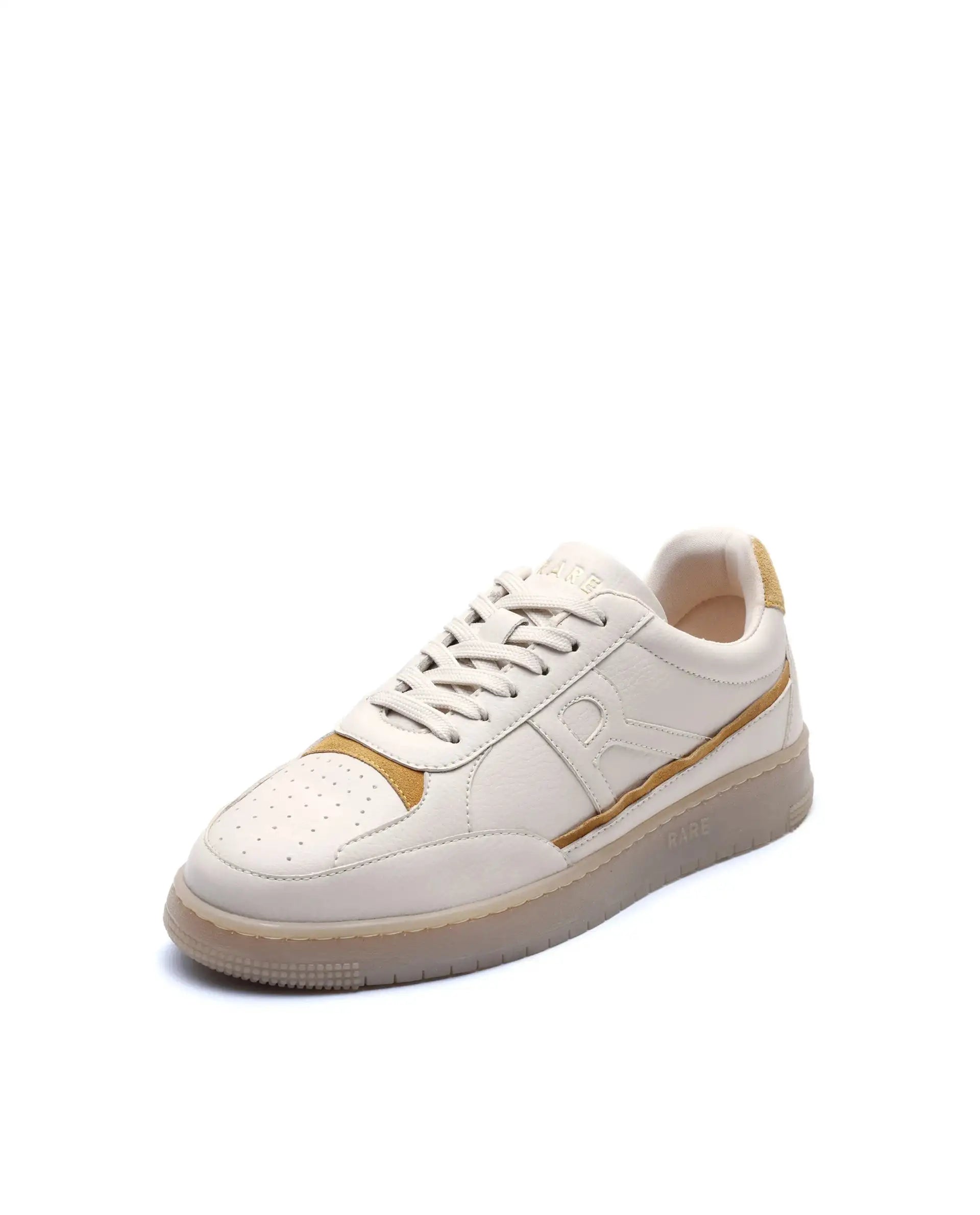 Rare Rabbit Men's Volgo Beige Micro Leather Sneaker
