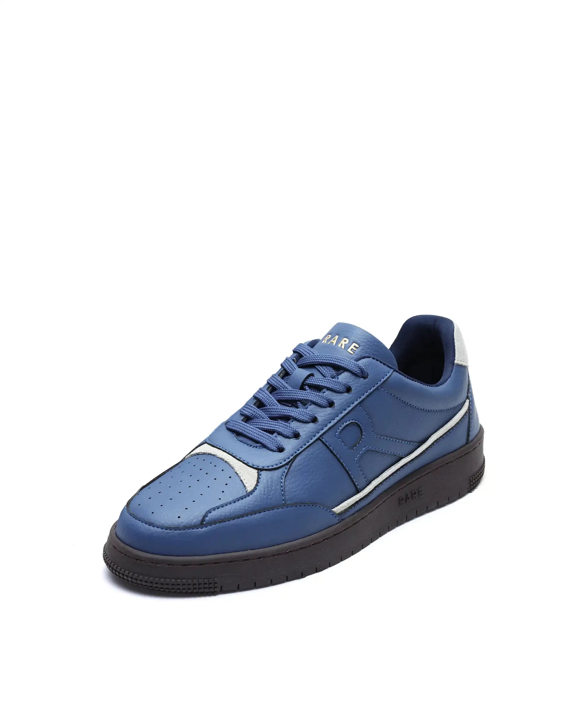 Rare Rabbit Men's Volgo Navy Micro Leather Sneaker
